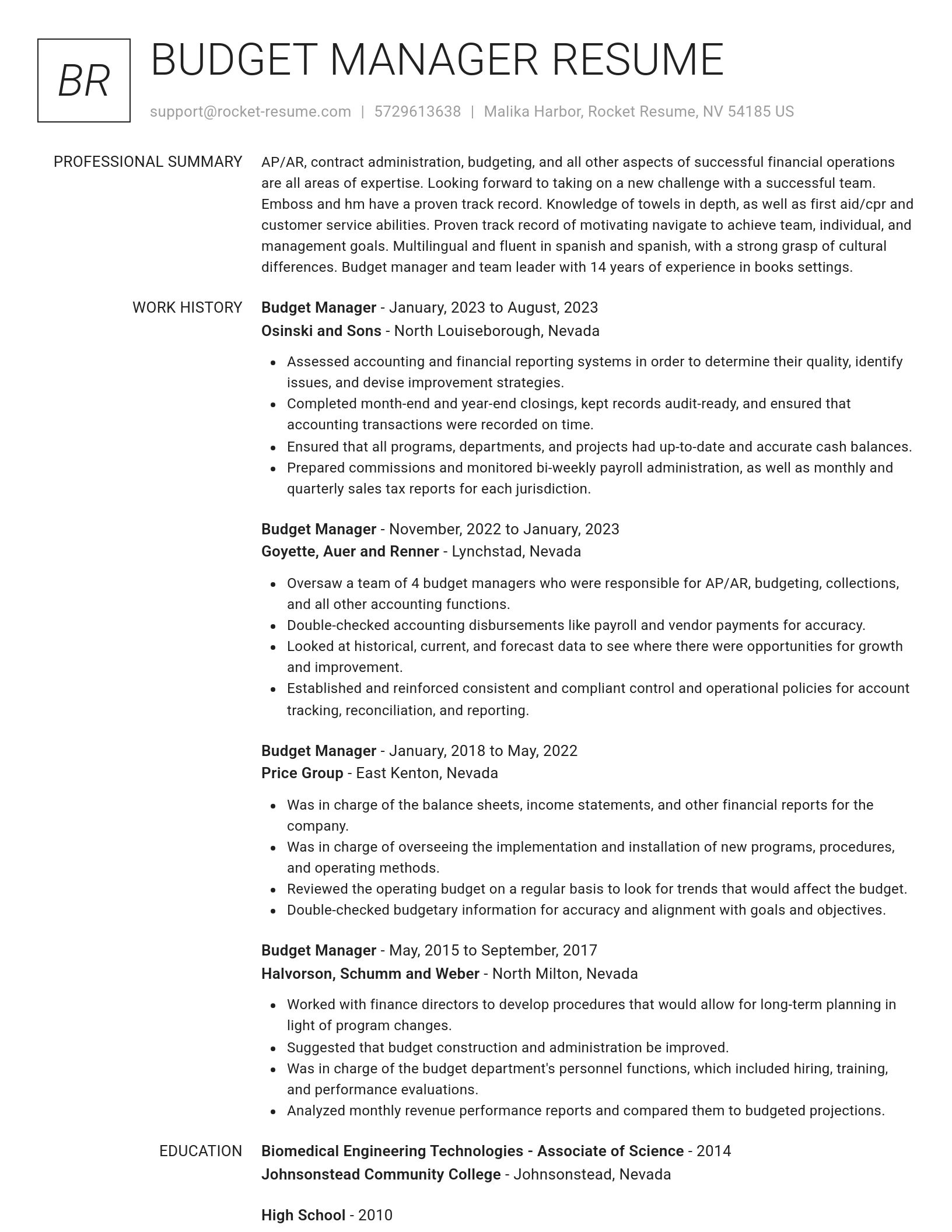 Renowned resume template