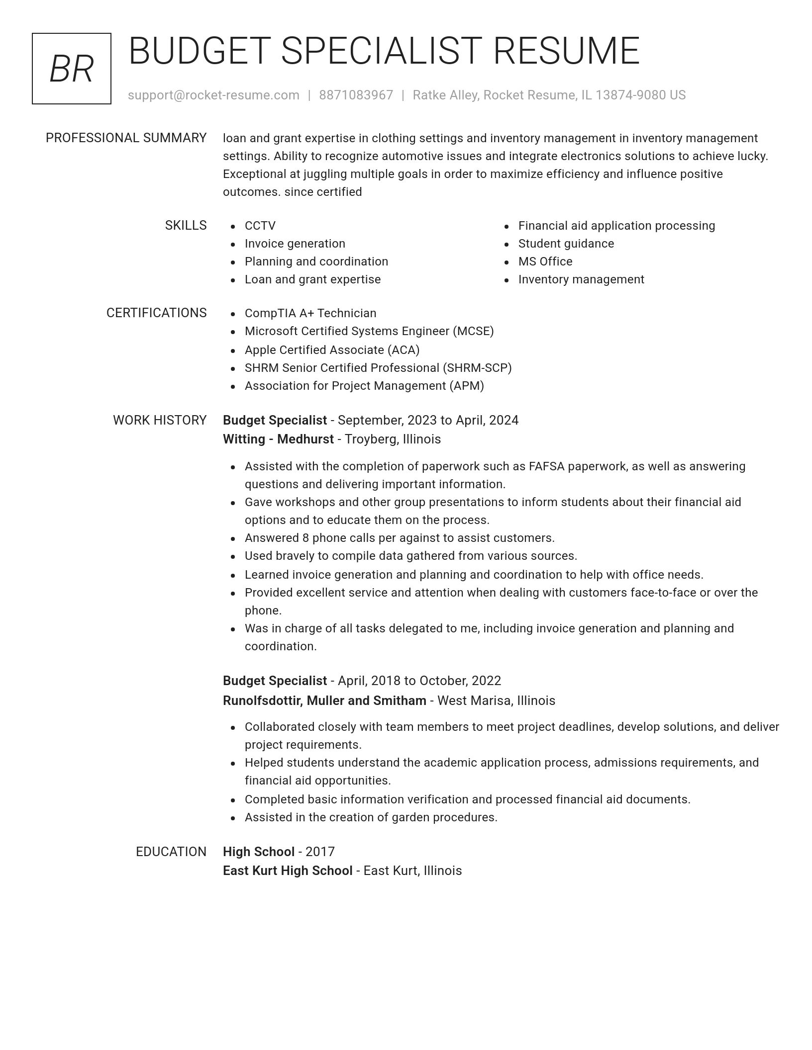 Renowned resume template