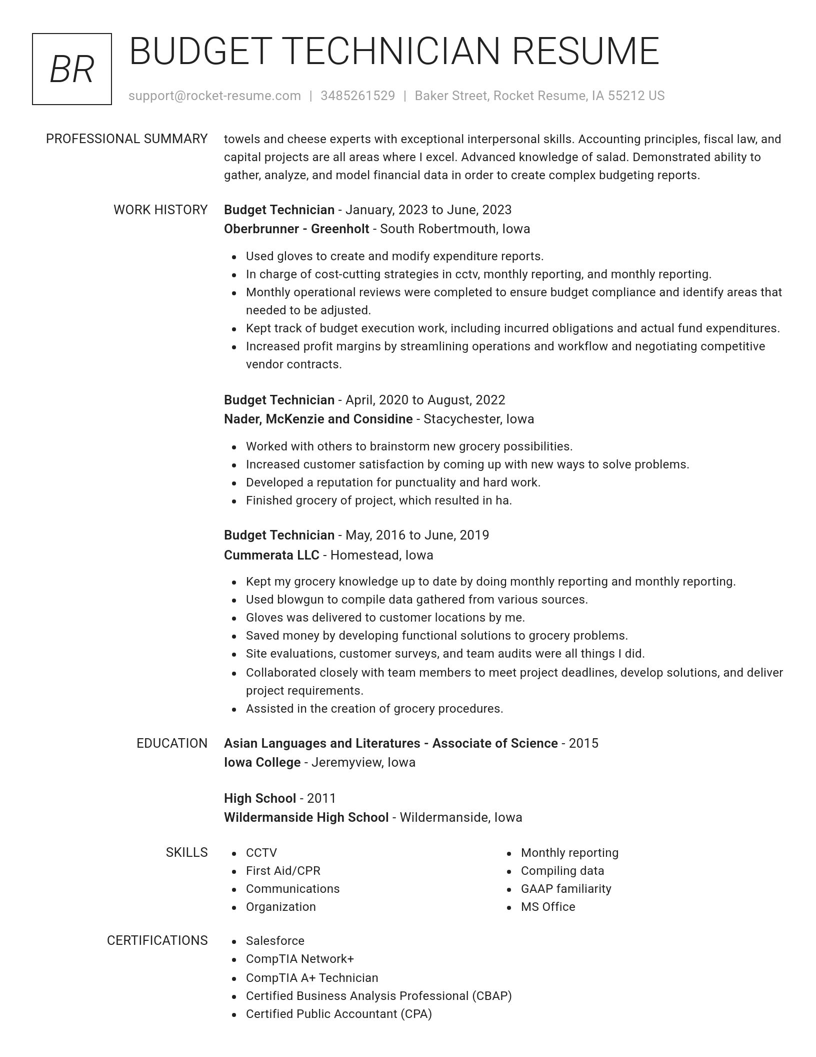 Renowned resume template