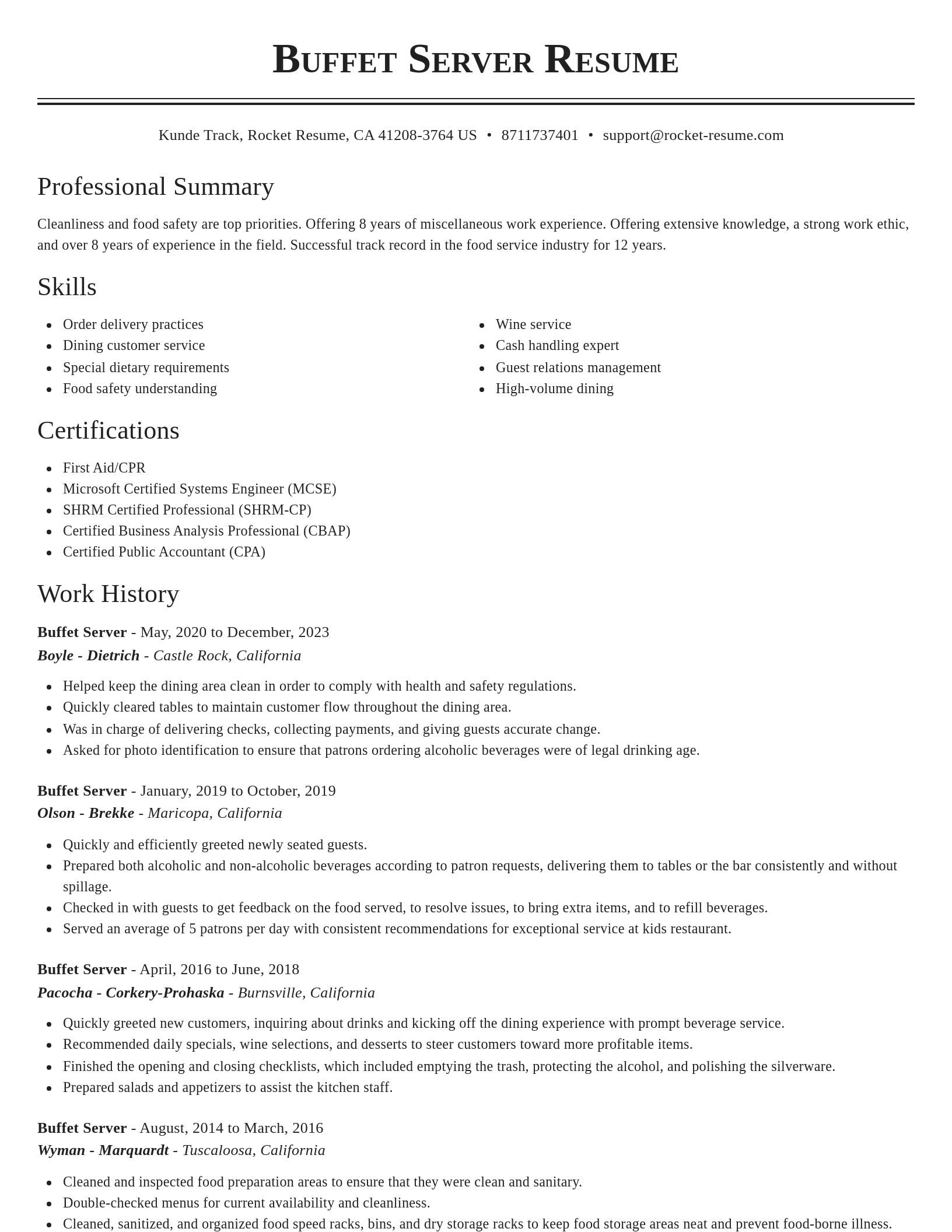 Classic resume template