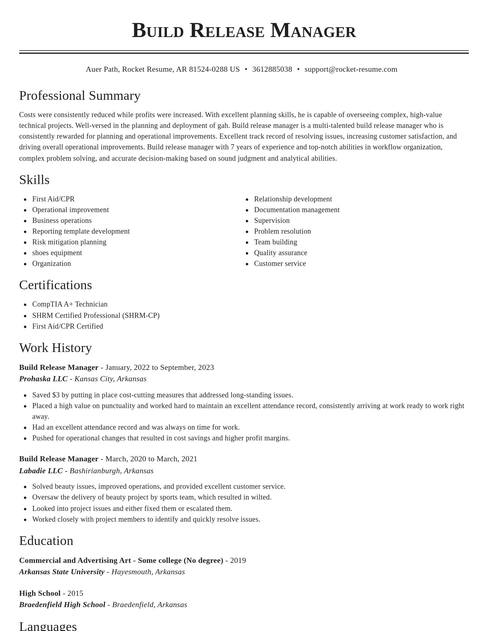 Classic resume template