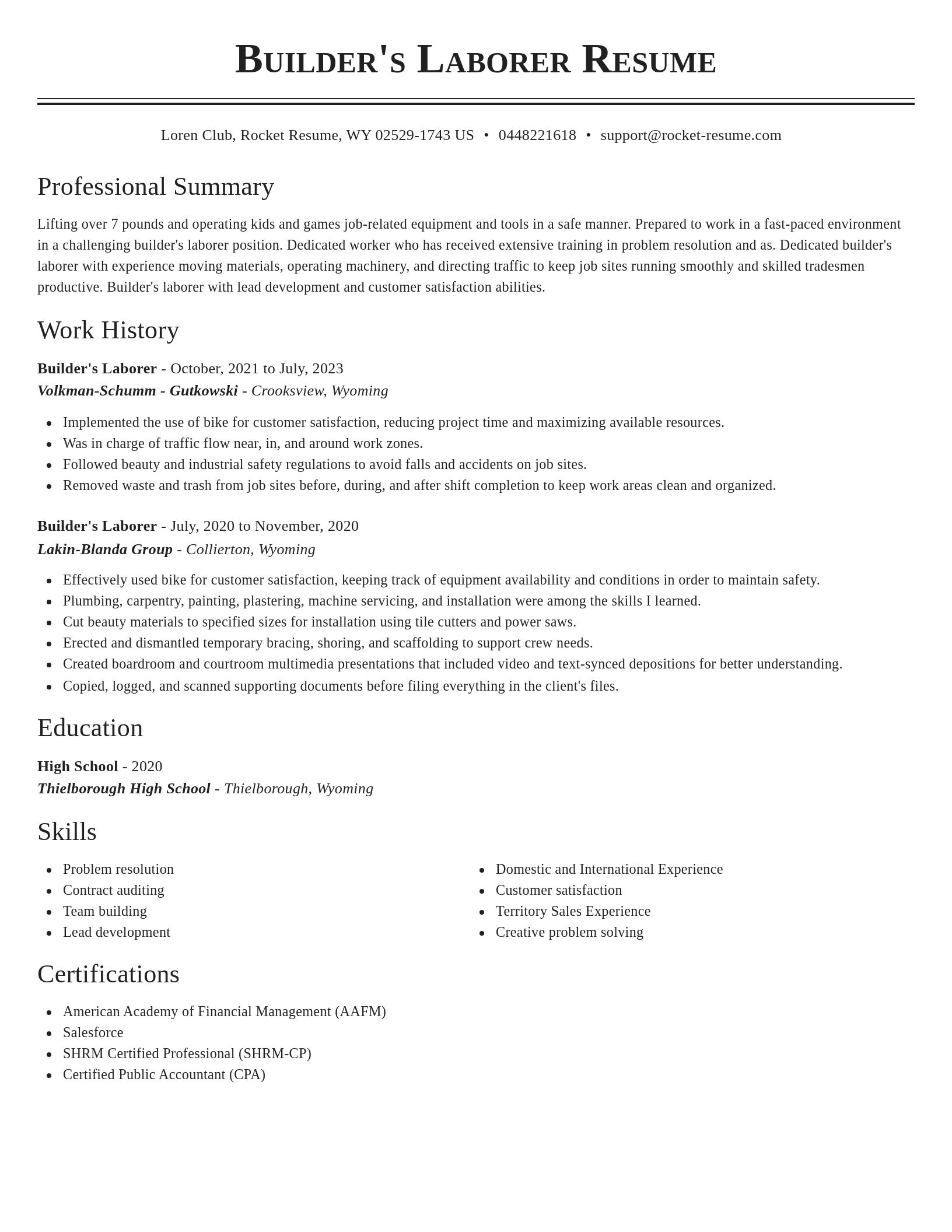 Classic resume template