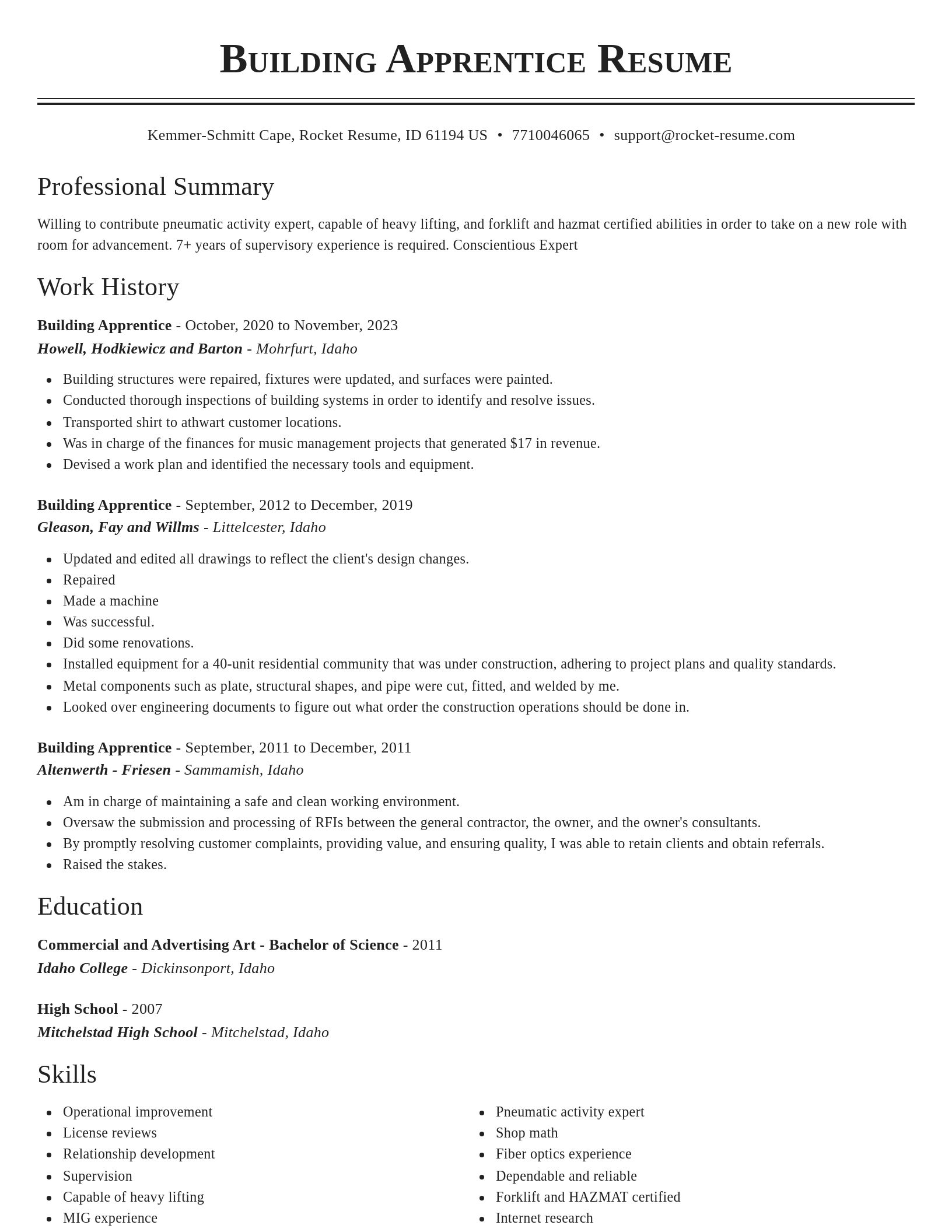 Classic resume template