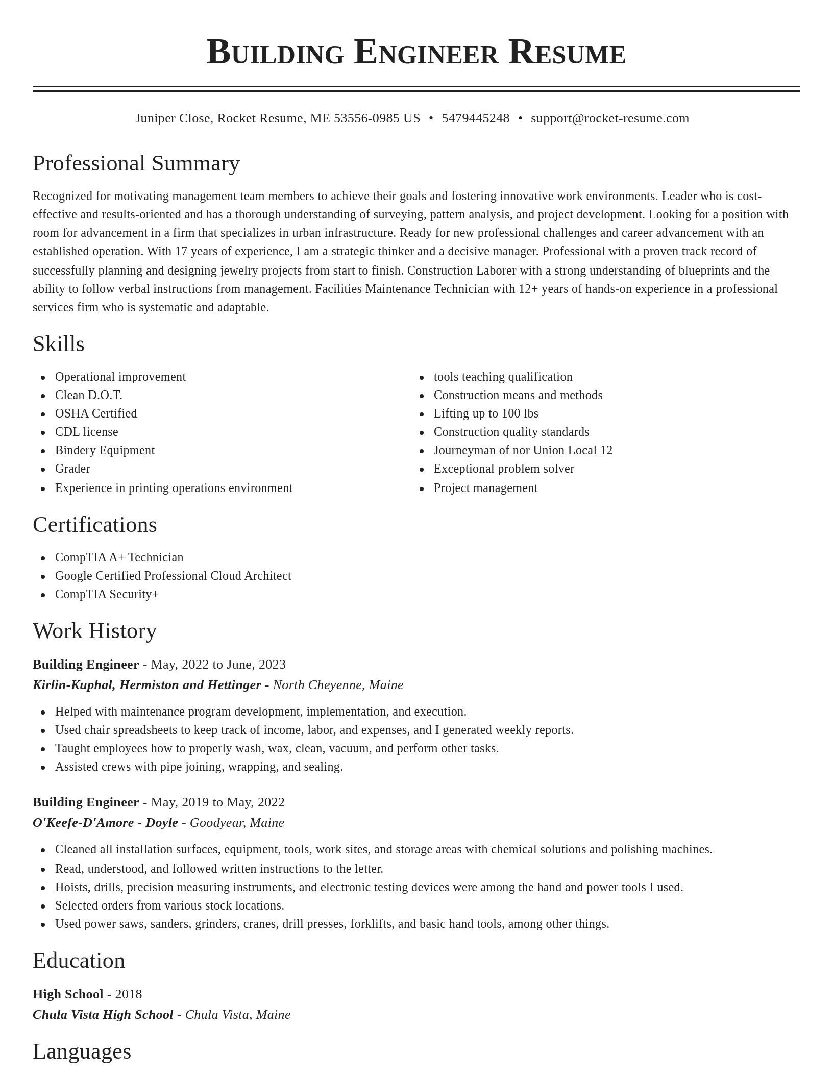 Classic resume template