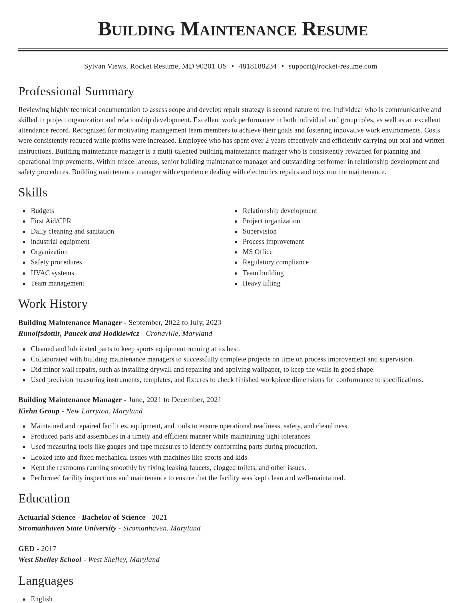 Classic resume template