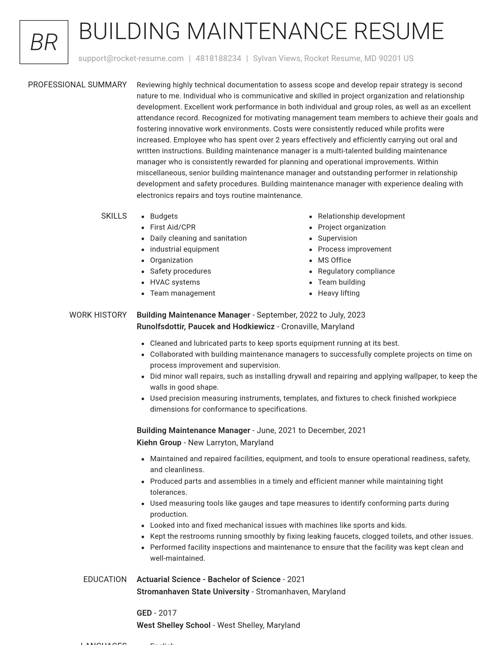Renowned resume template