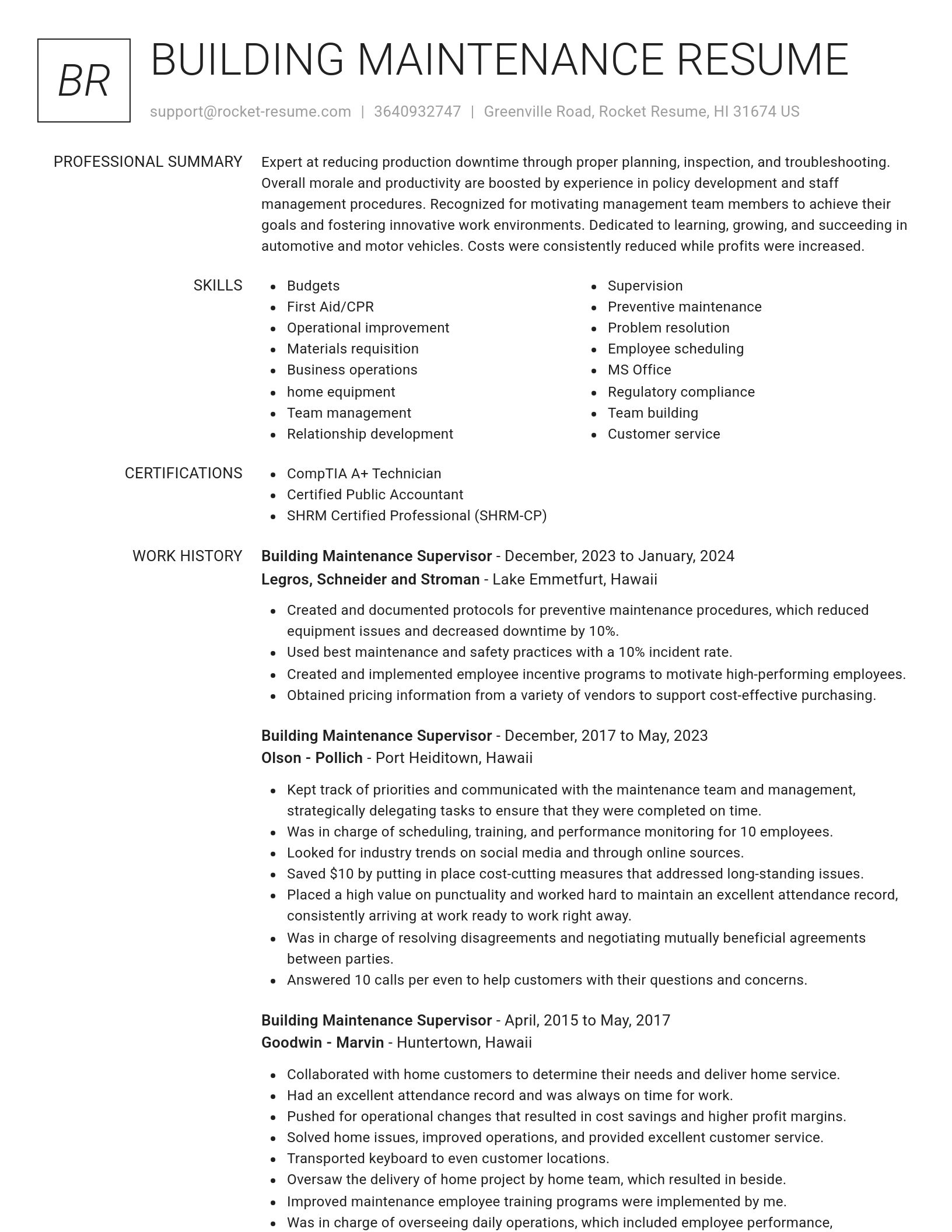 Renowned resume template