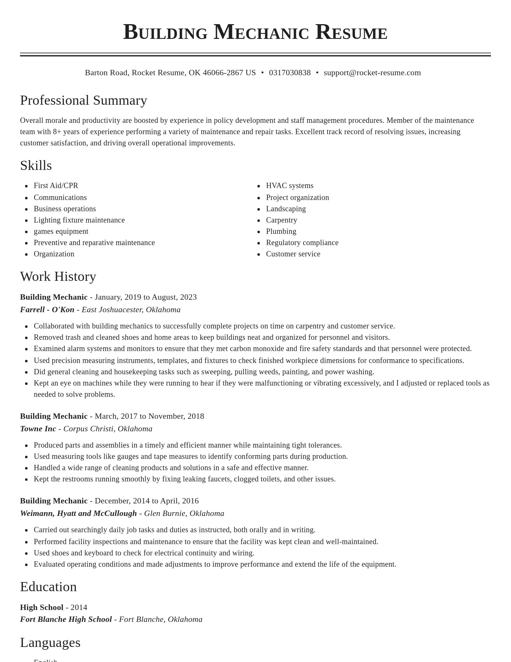 Classic resume template