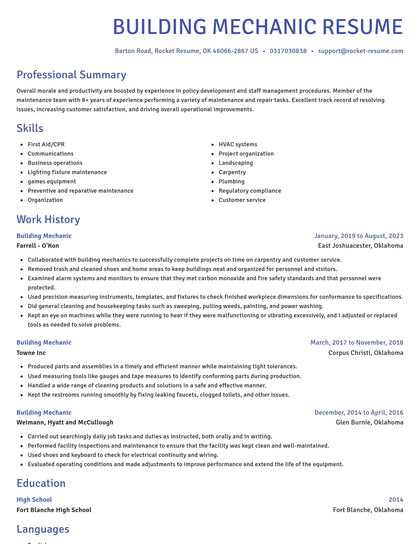 Novel resume template