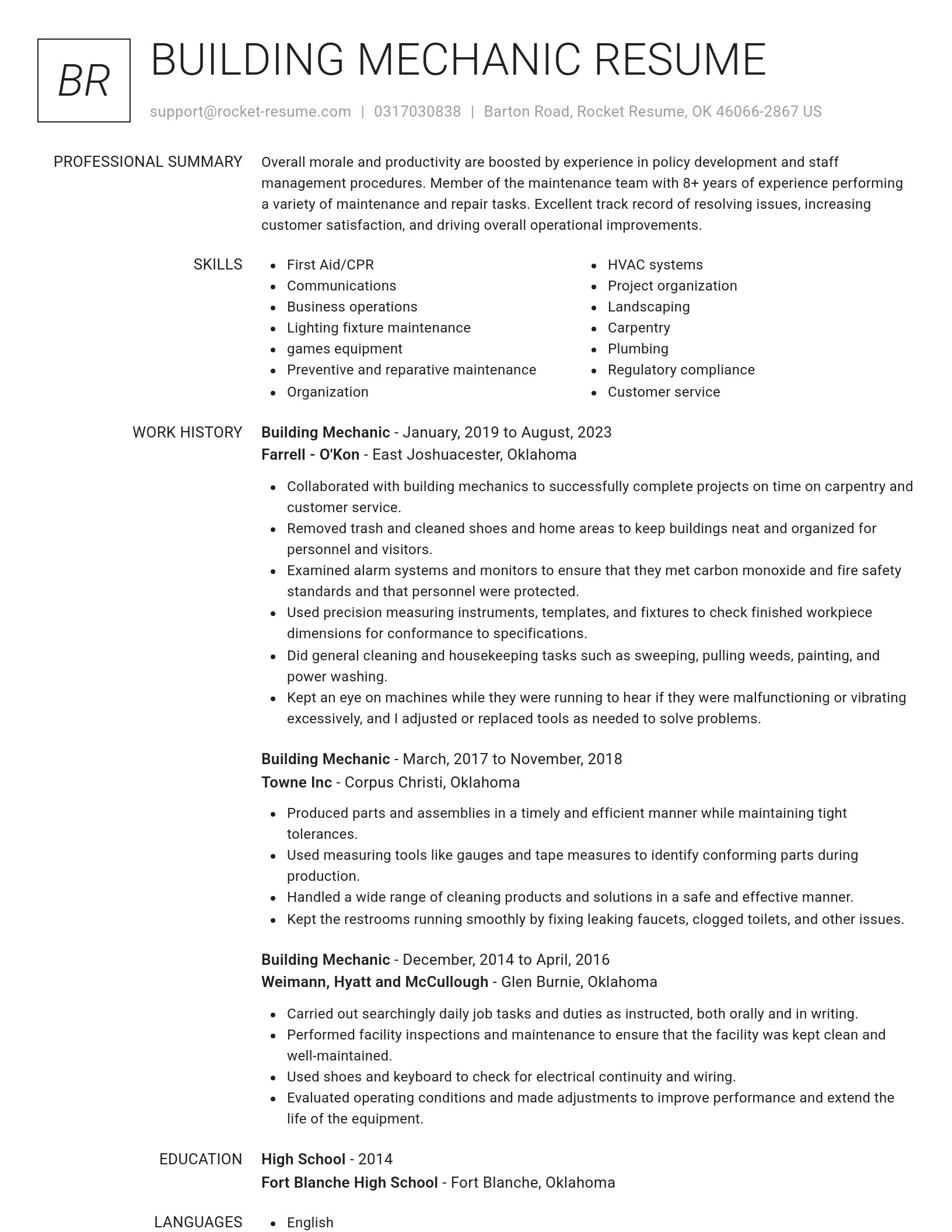 Renowned resume template