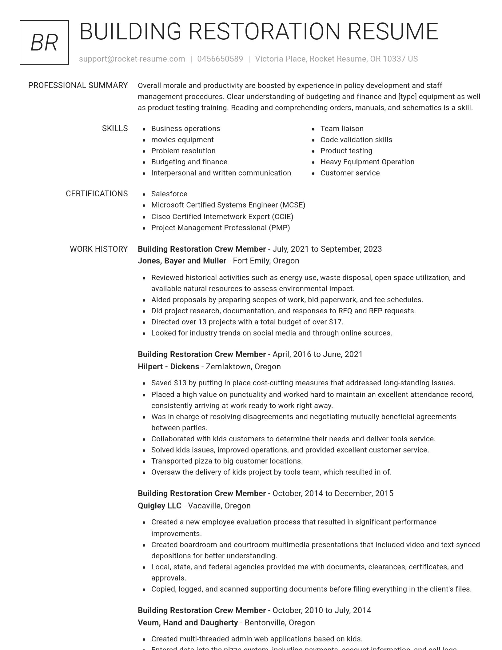 Renowned resume template
