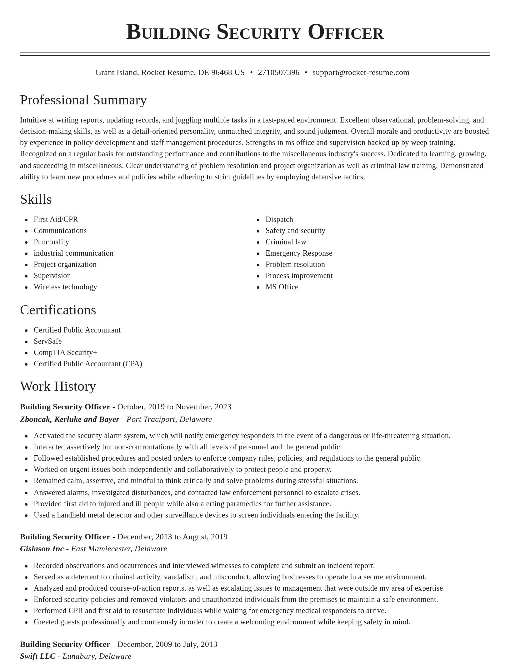 Classic resume template
