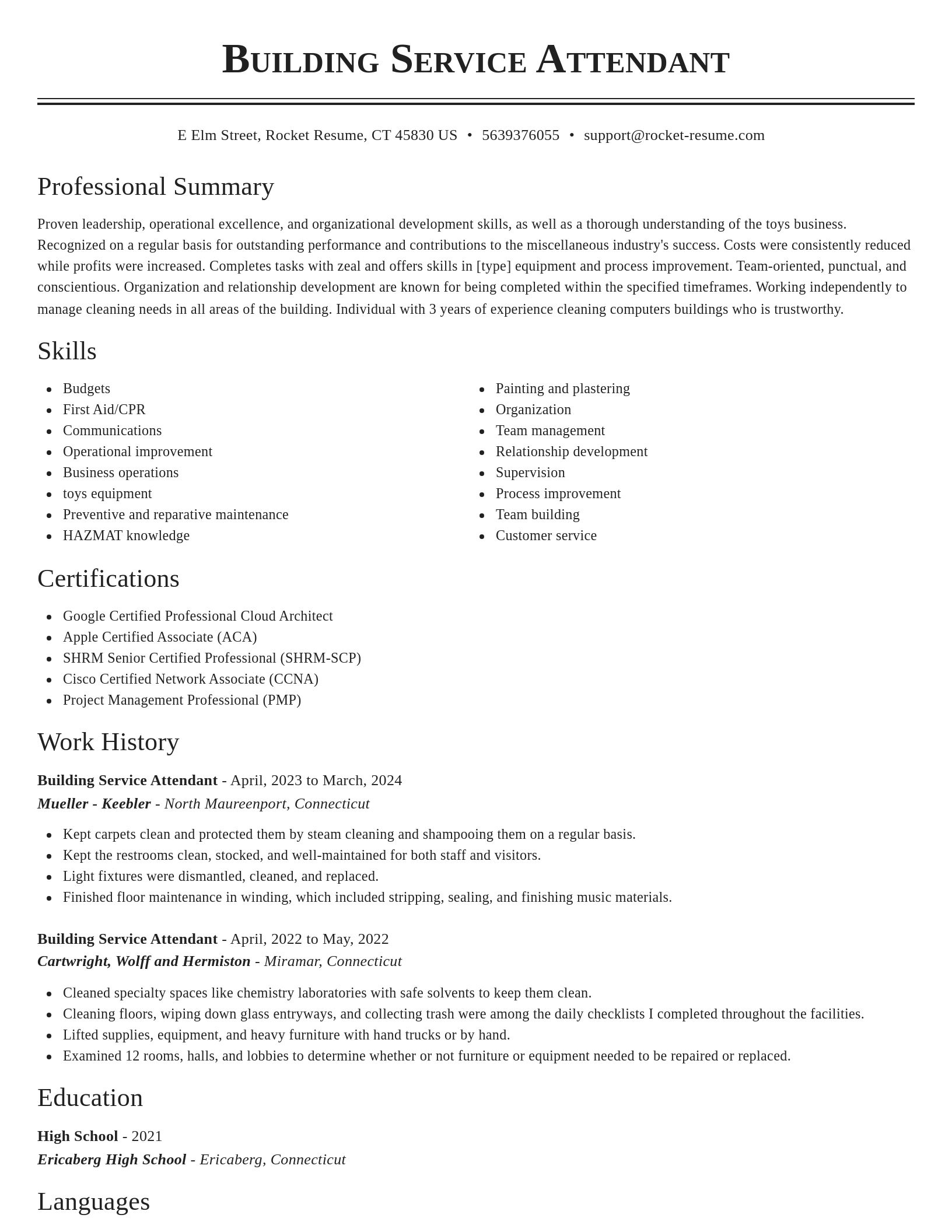 Classic resume template