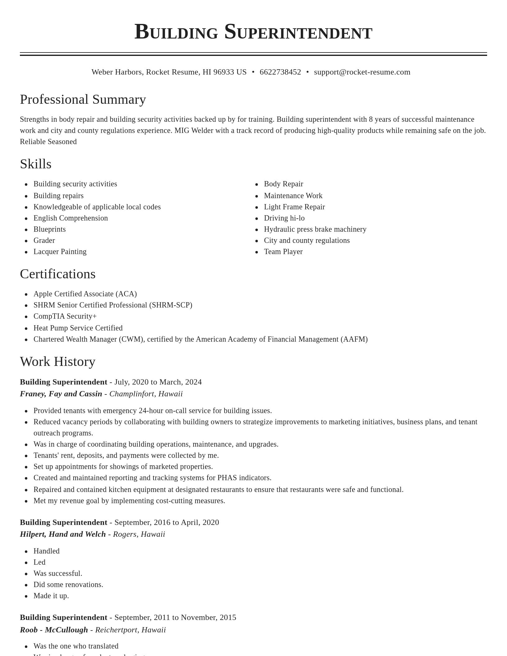 Classic resume template