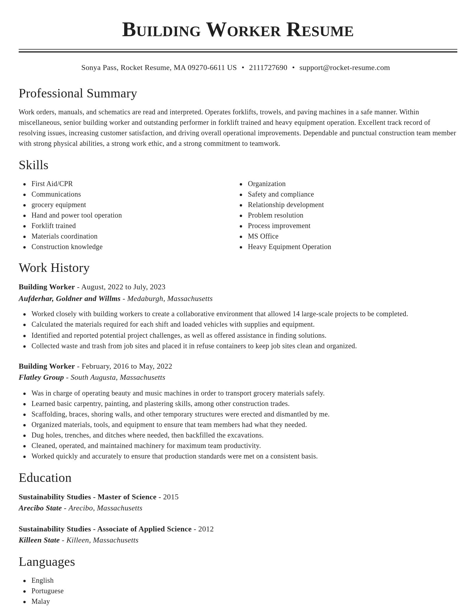 Classic resume template