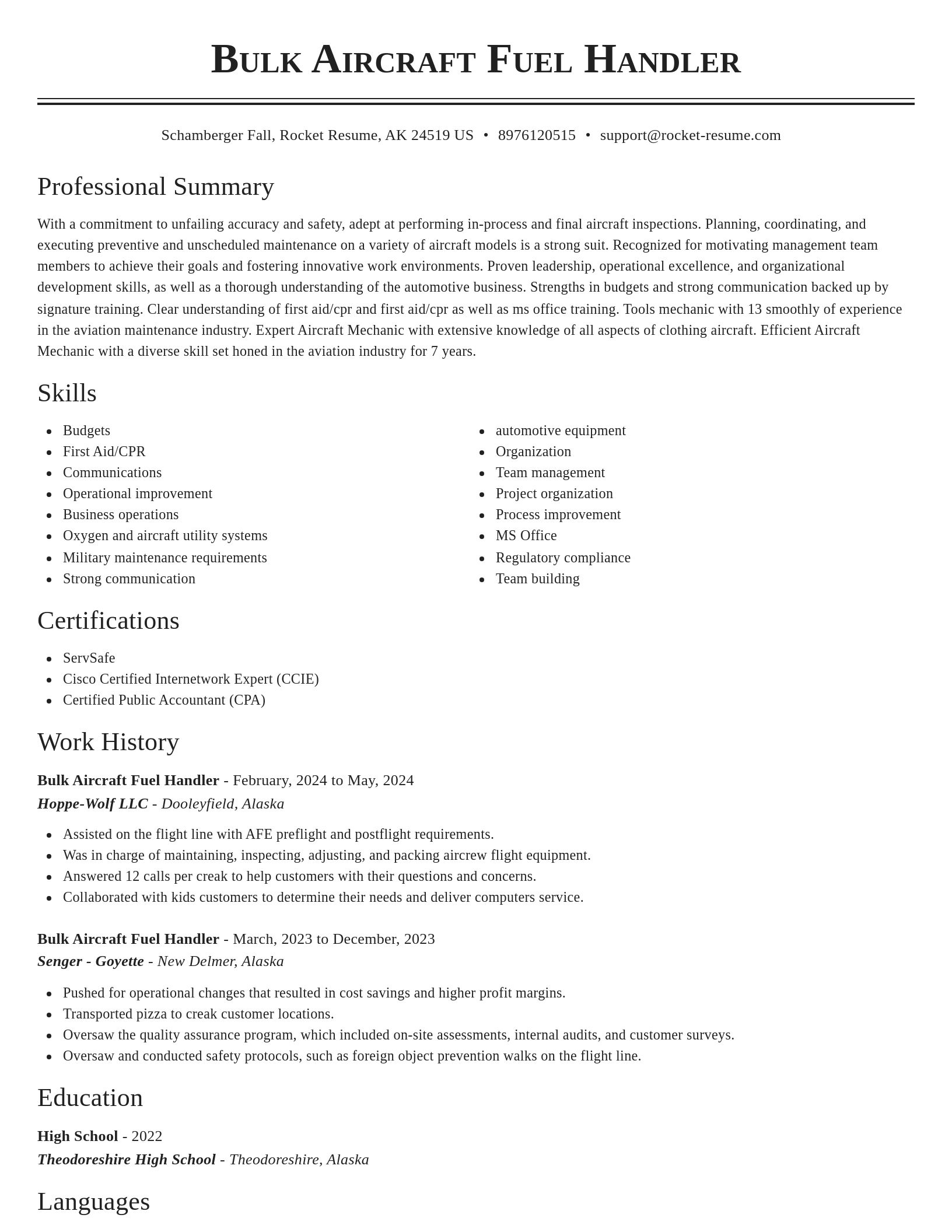 Classic resume template