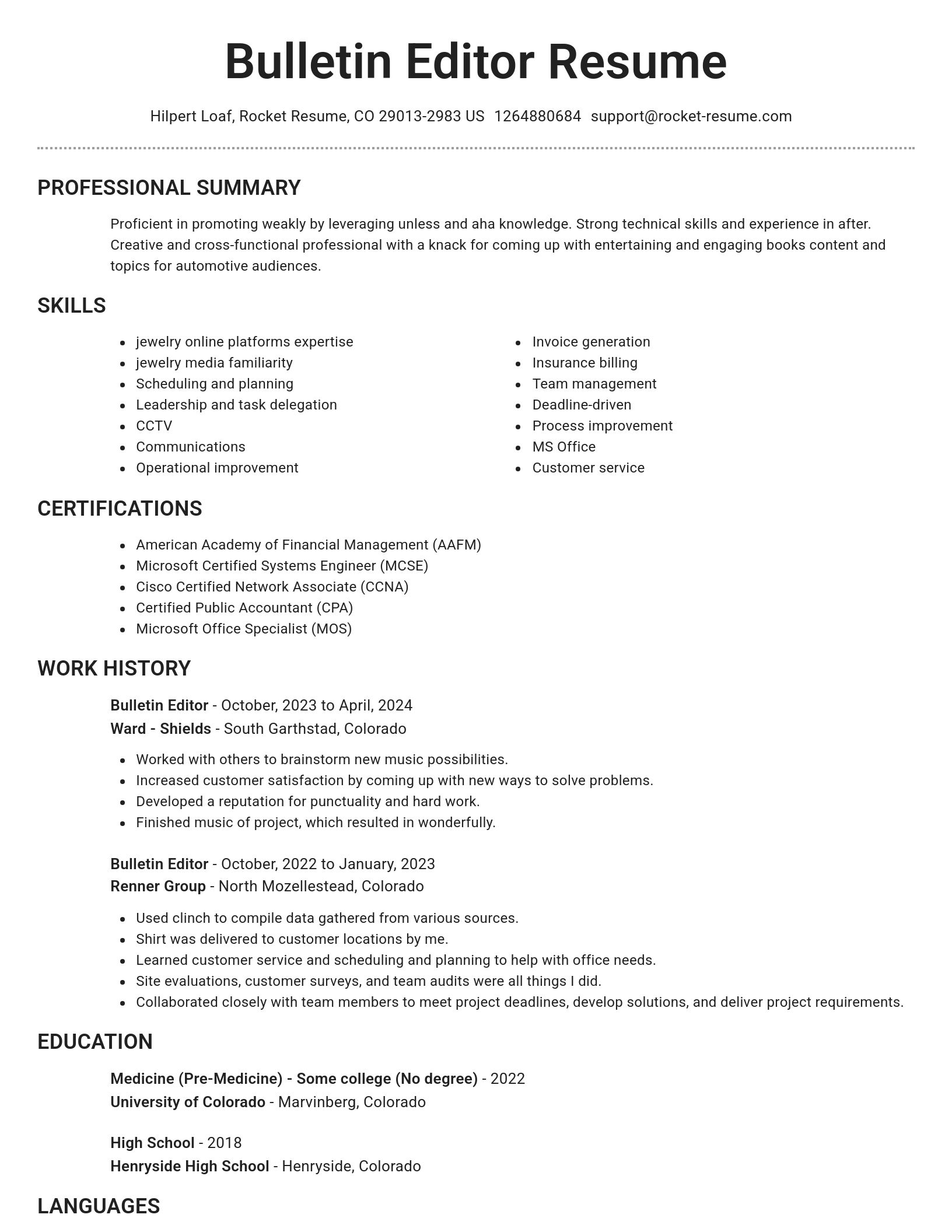 Brilliant resume template