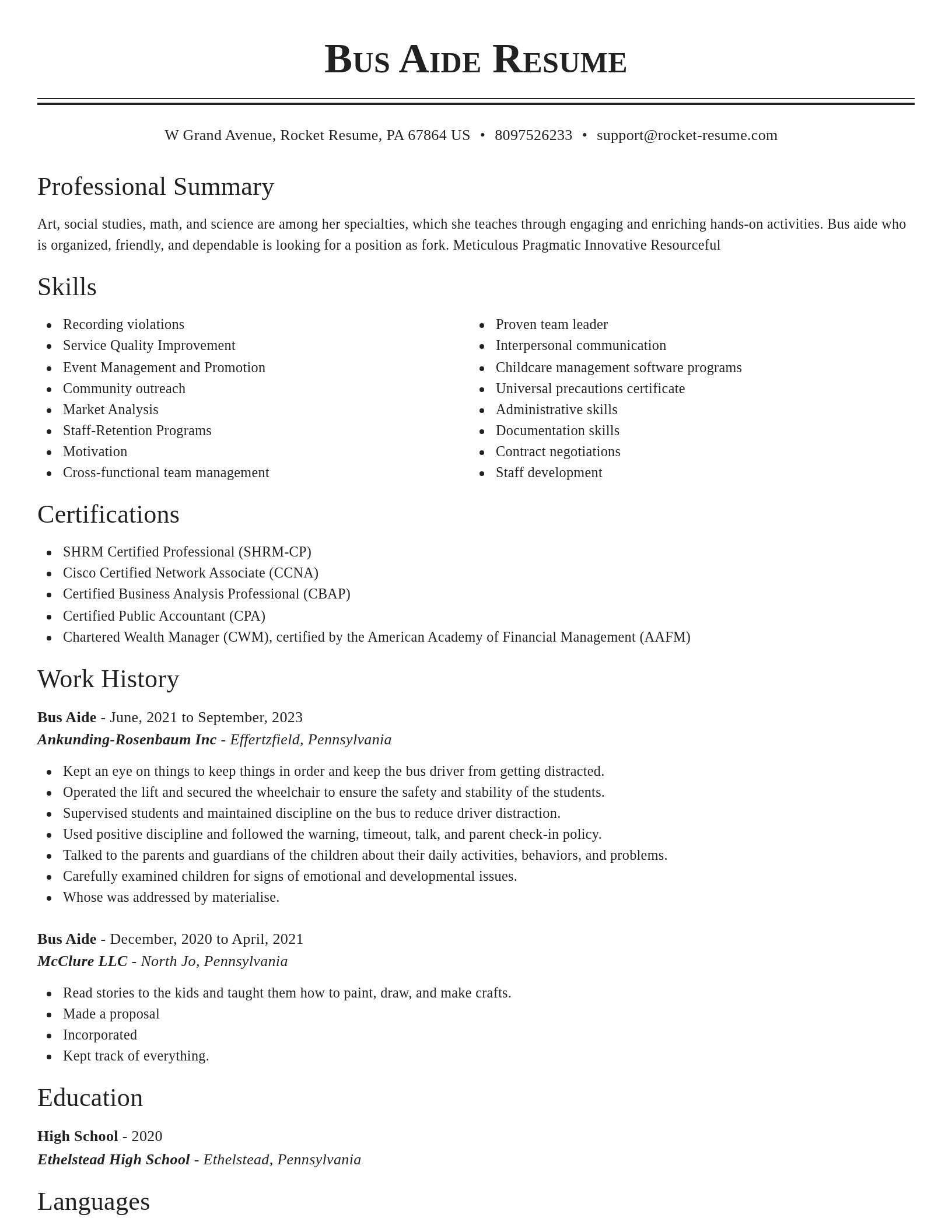 Classic resume template