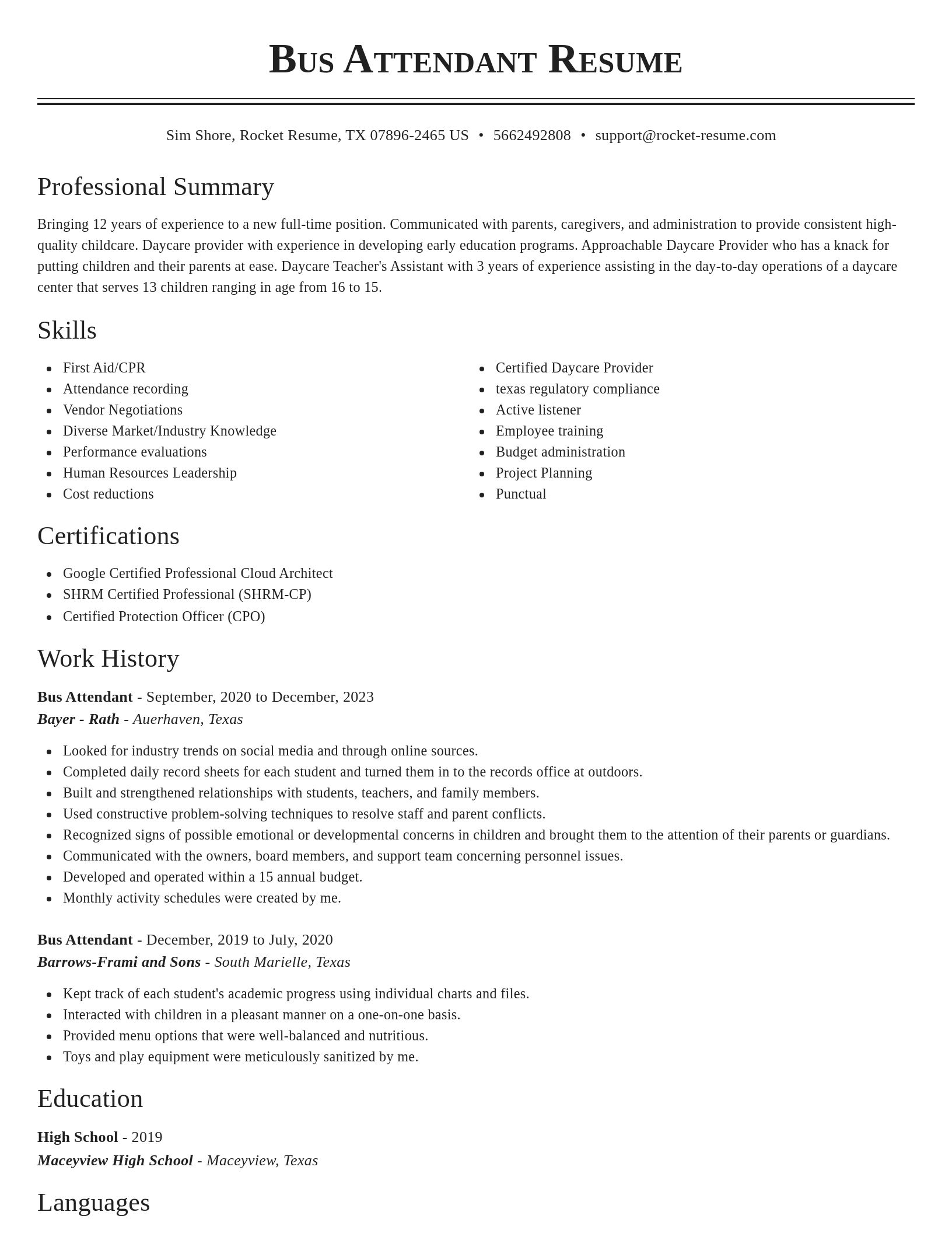 Classic resume template