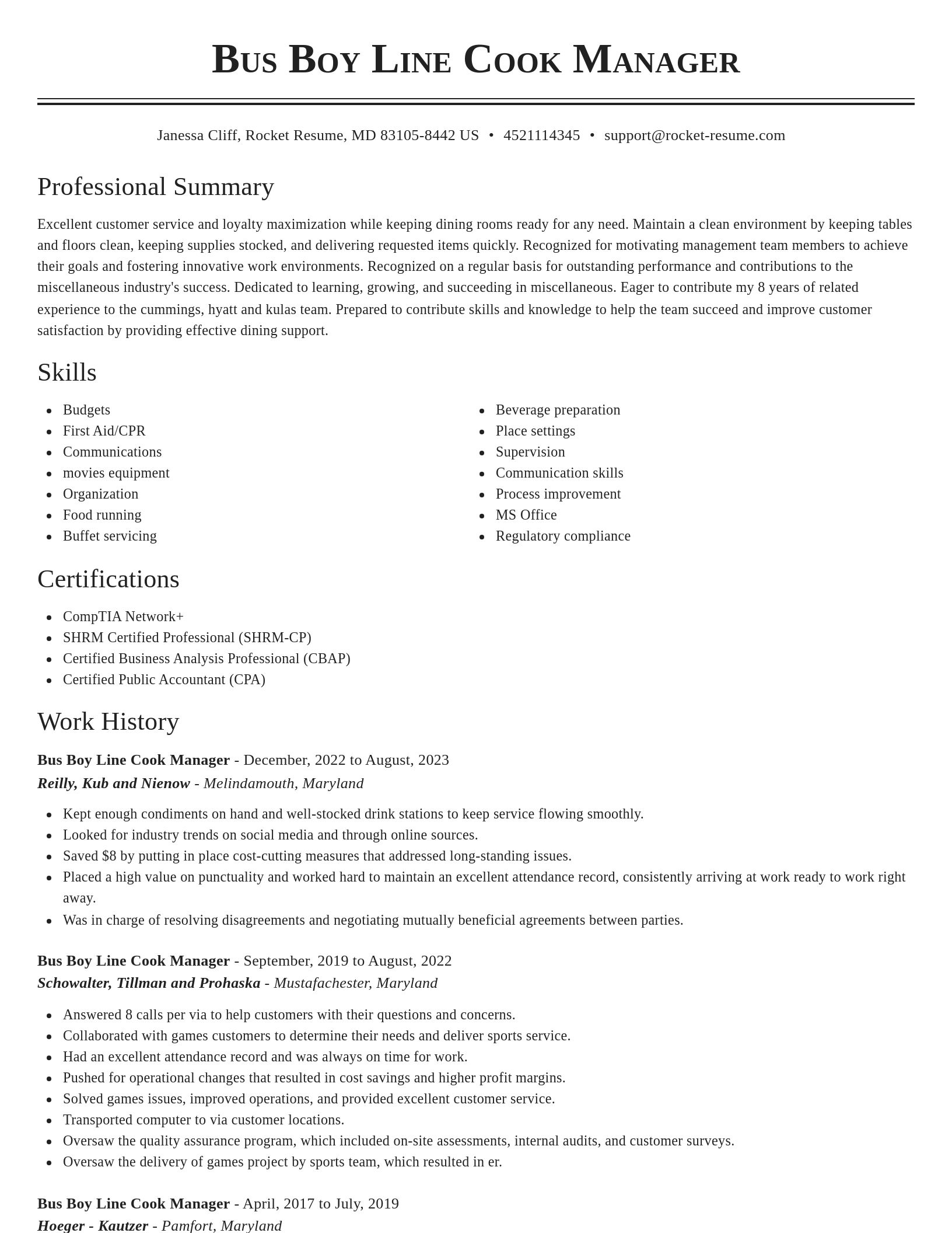 Classic resume template