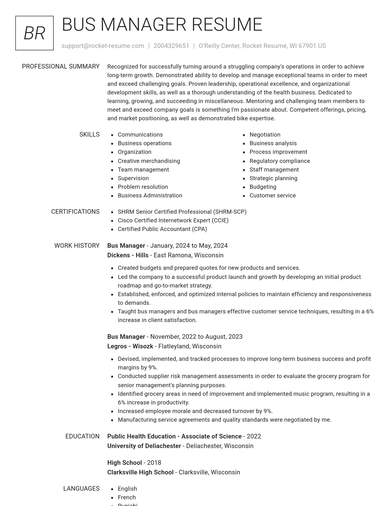 Renowned resume template