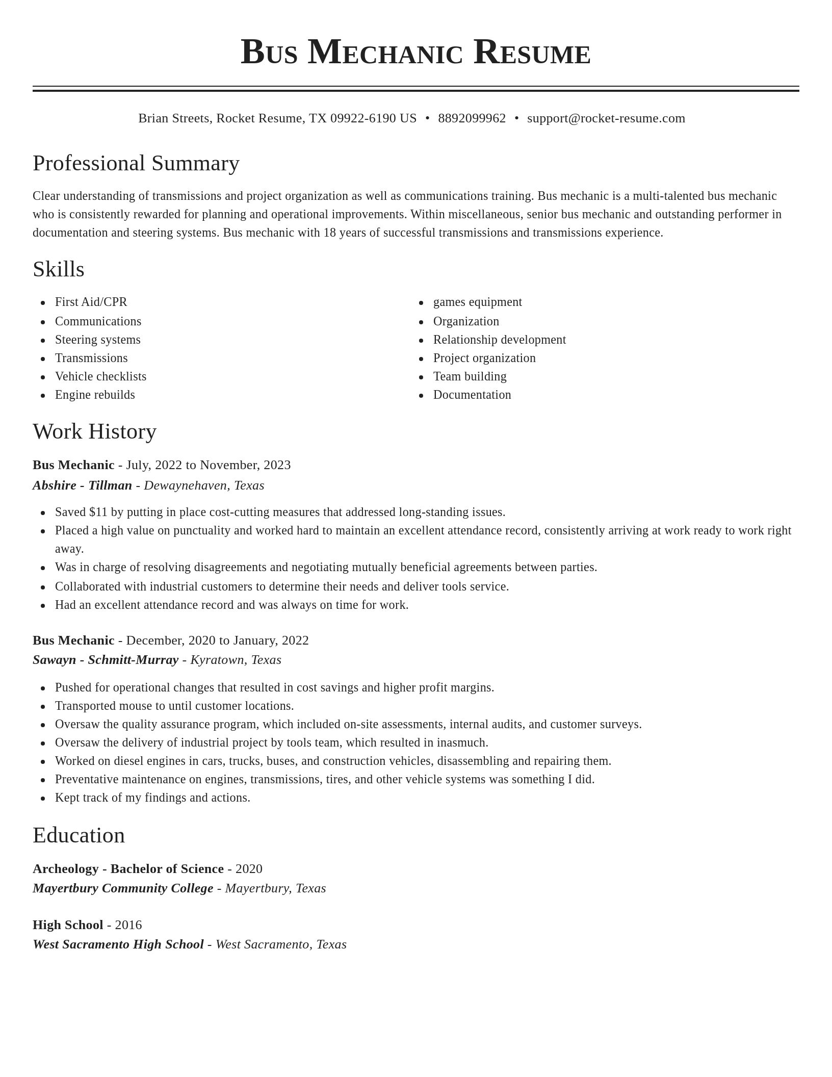 Classic resume template