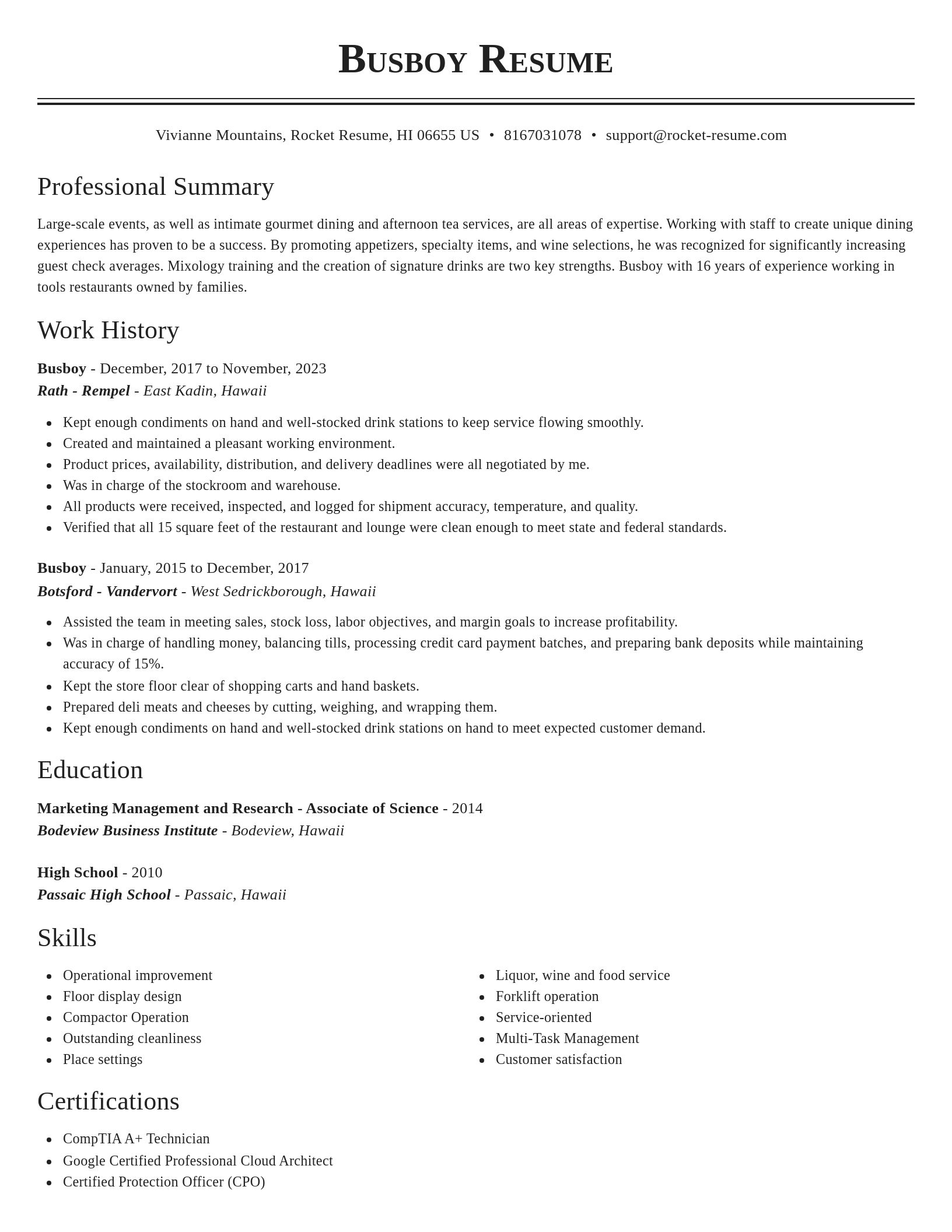 Classic resume template