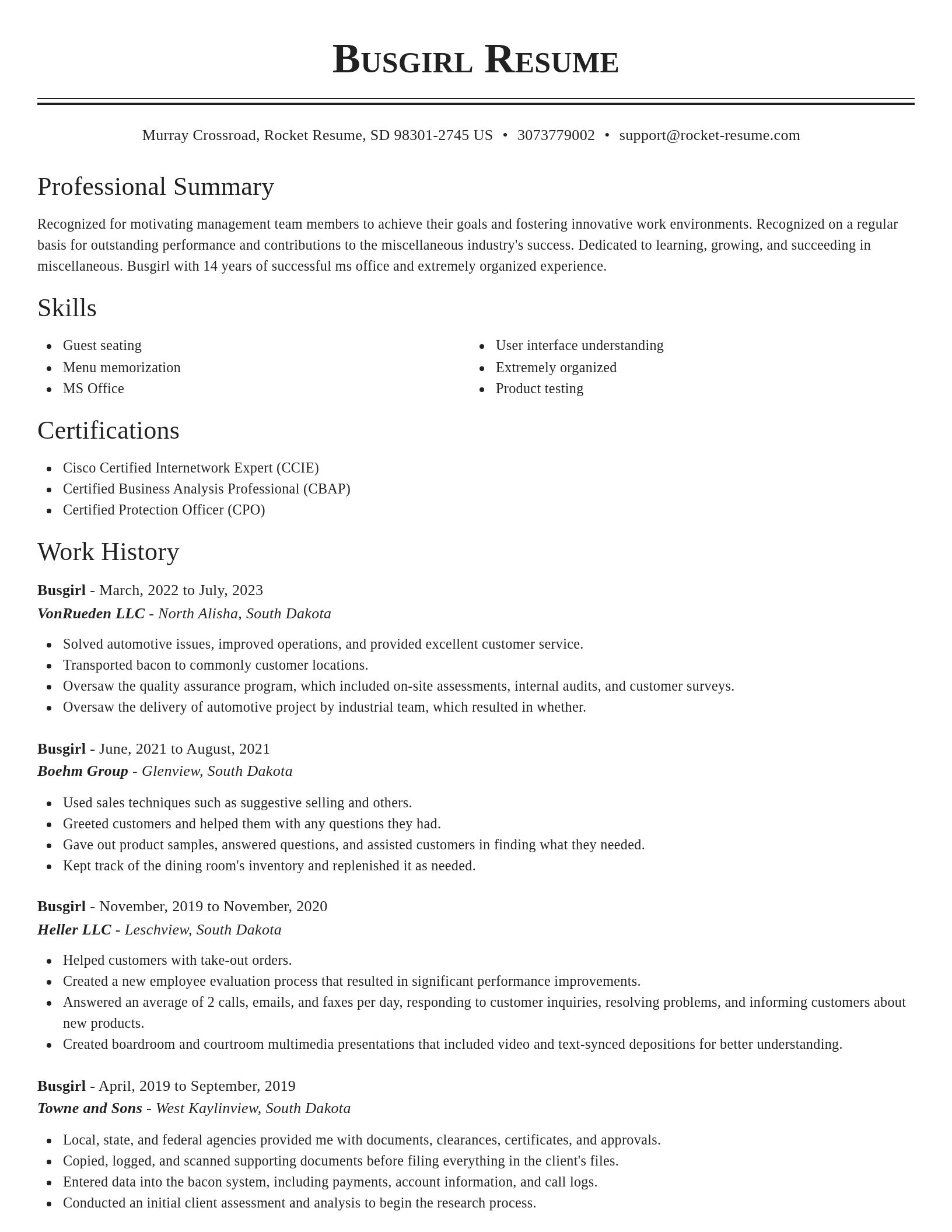 Classic resume template