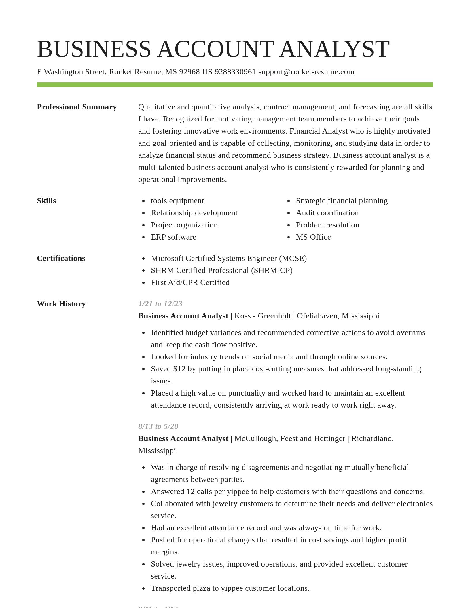 Smart resume template