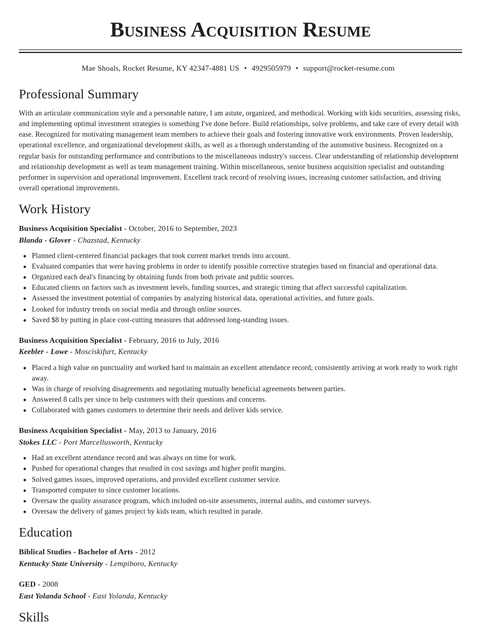 Classic resume template