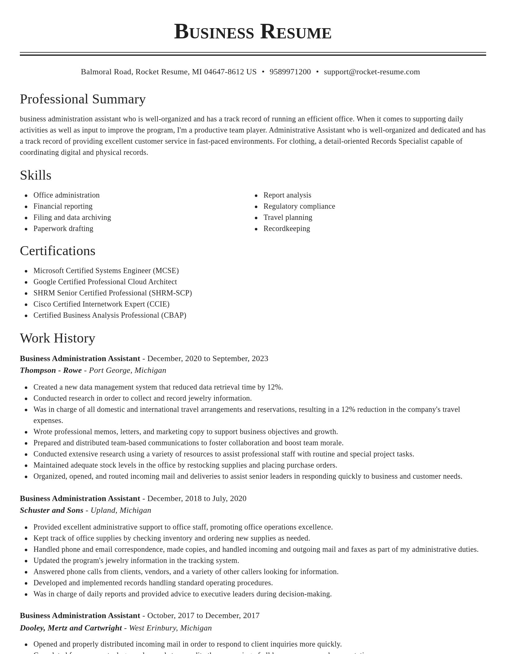 Classic resume template