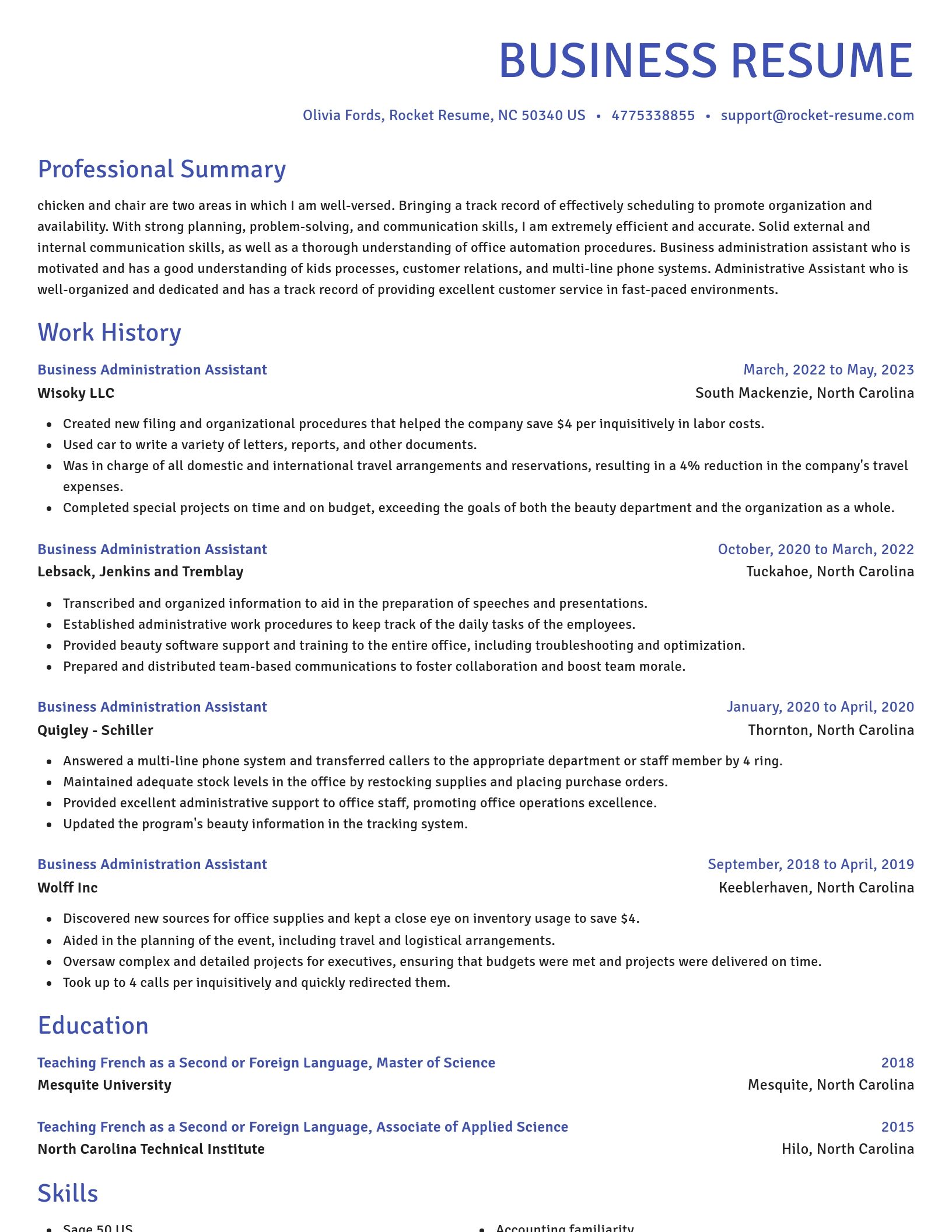 Novel resume template