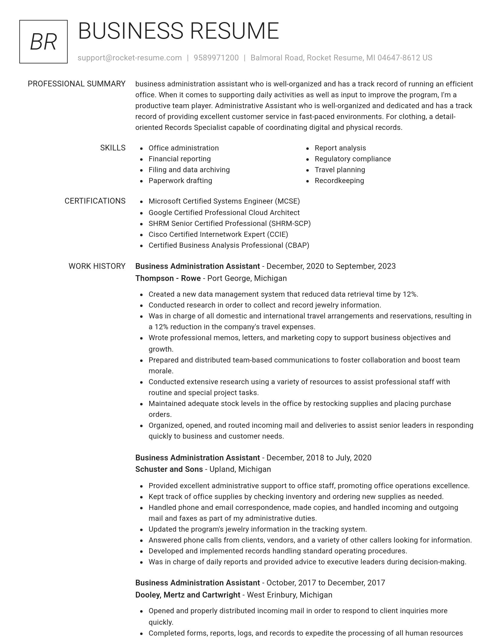 Renowned resume template