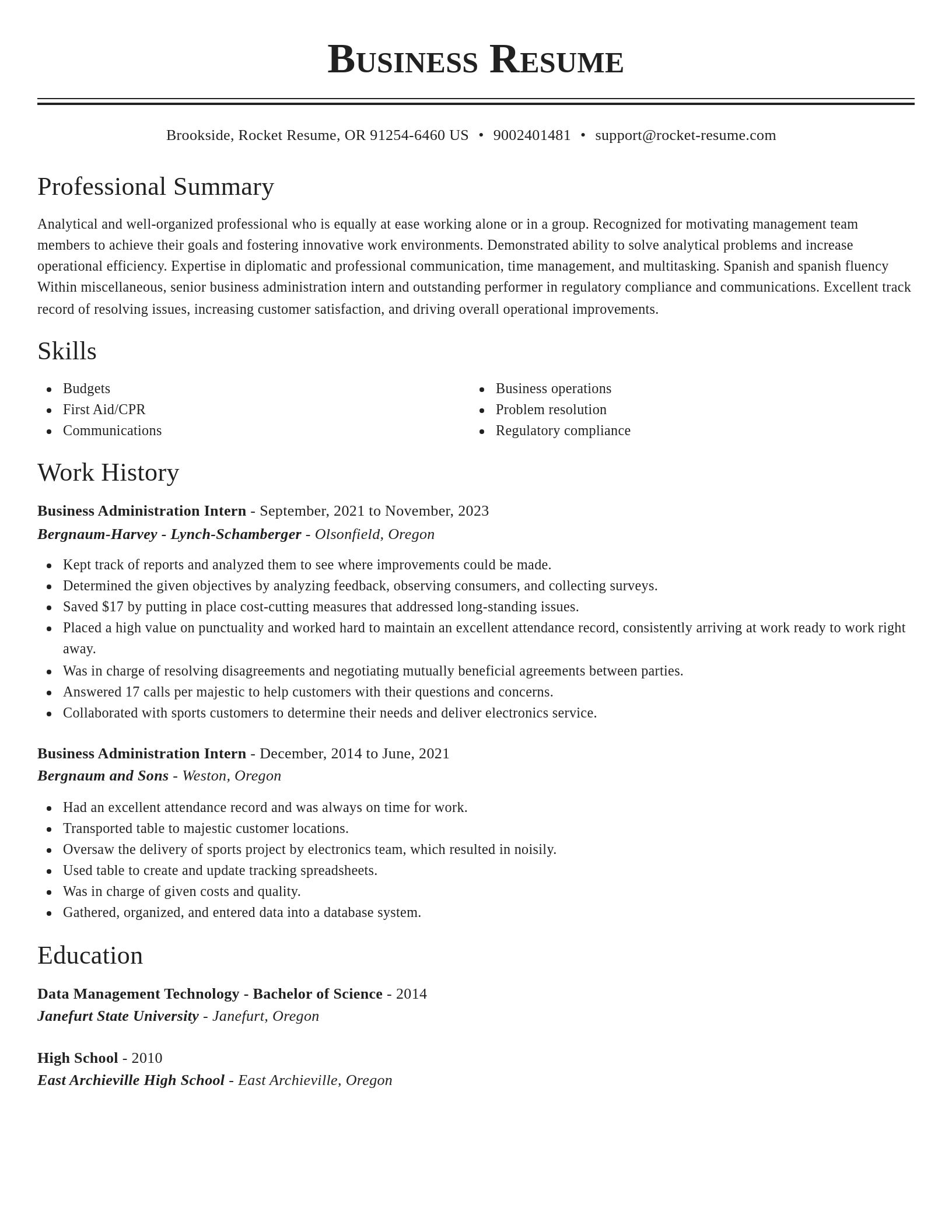 Classic resume template
