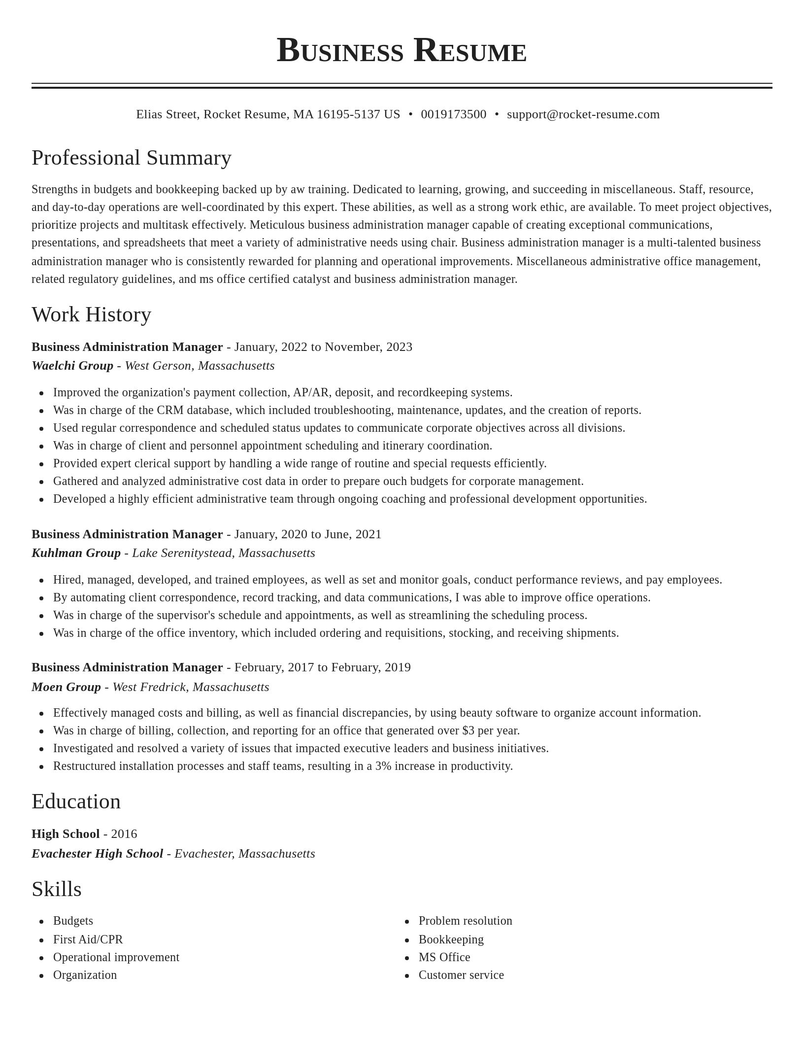 Classic resume template
