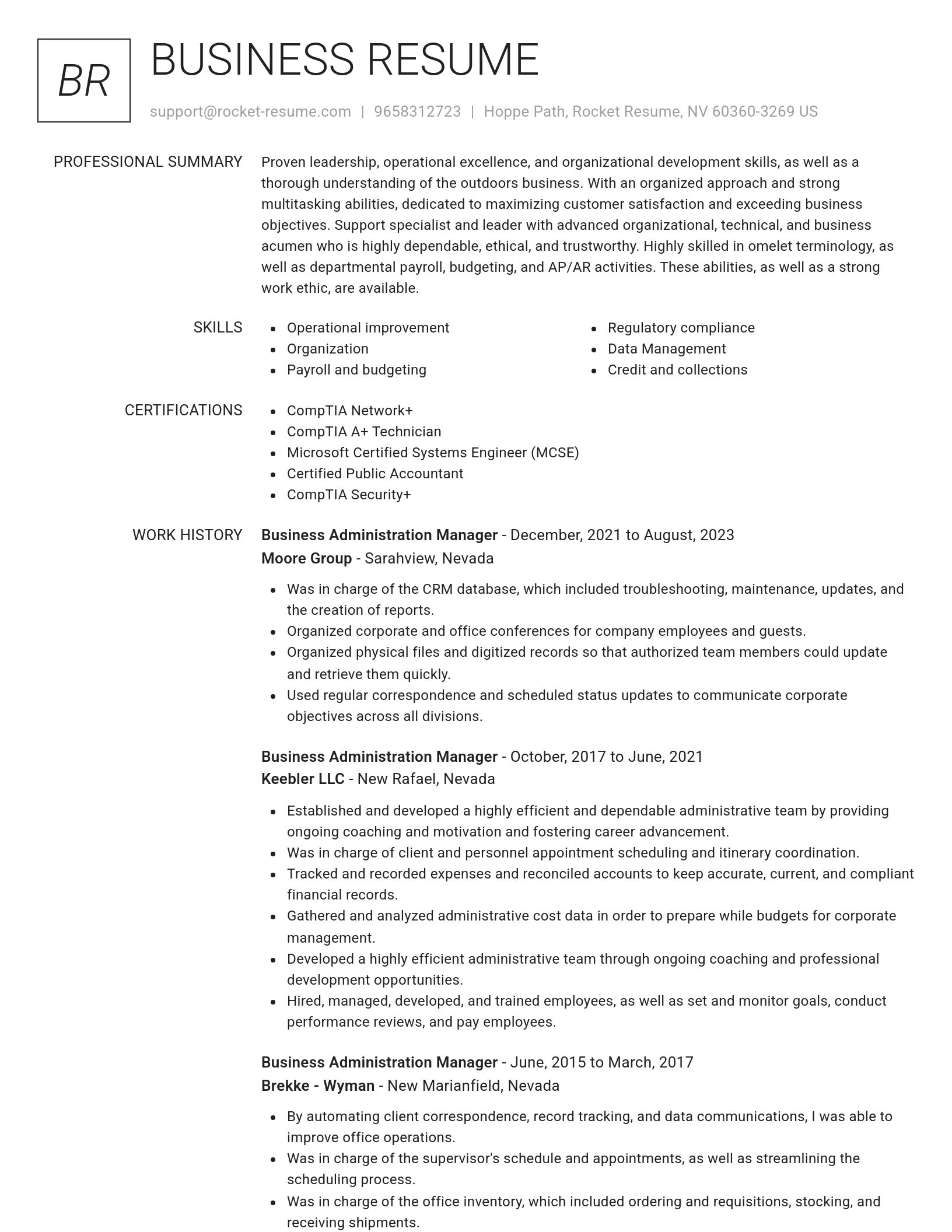 Renowned resume template