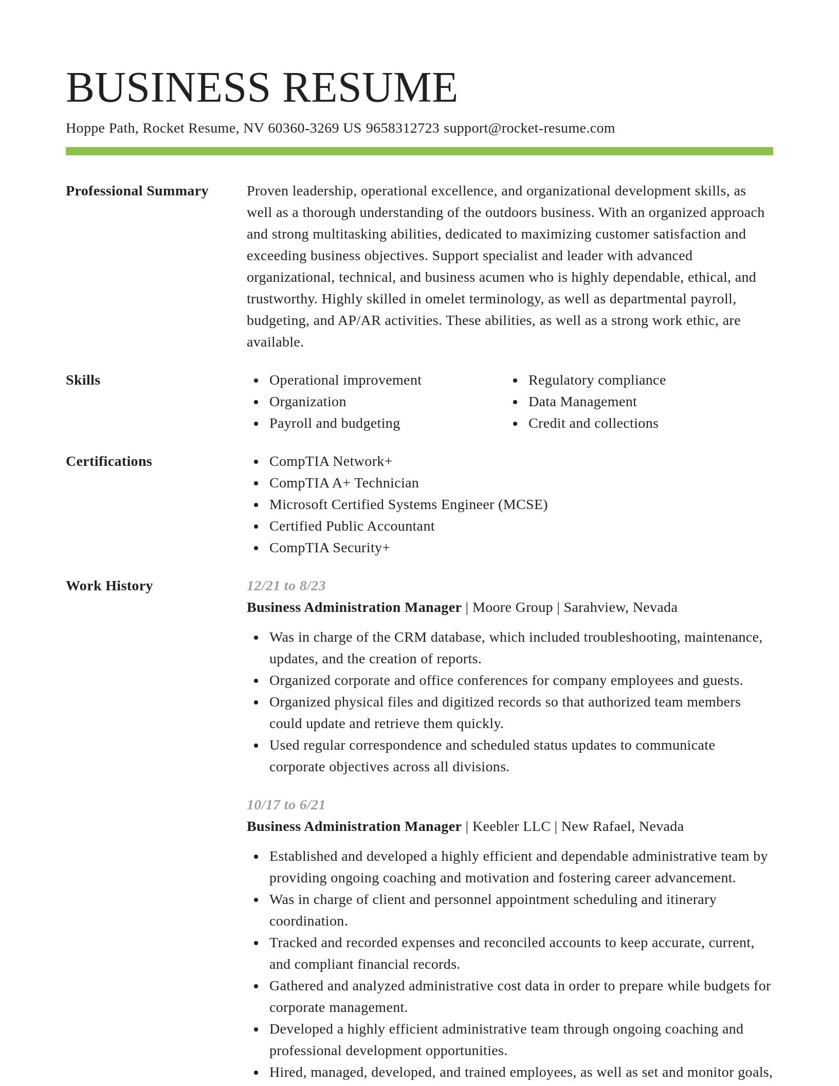Smart resume template
