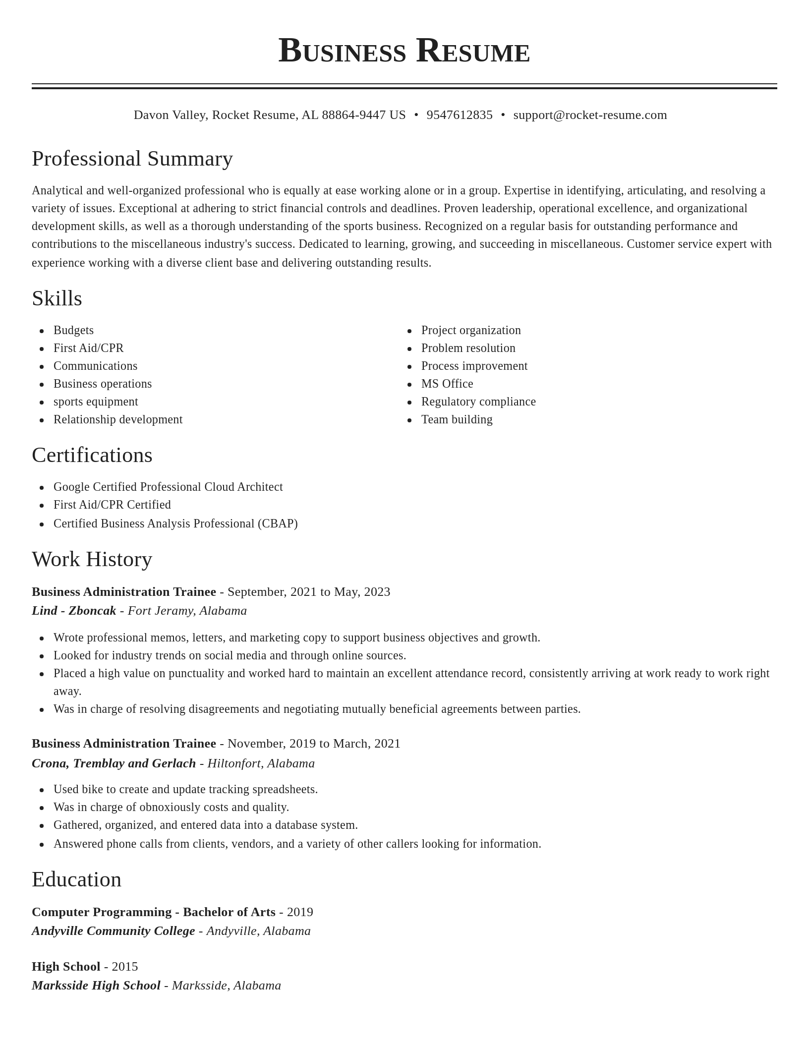 Classic resume template