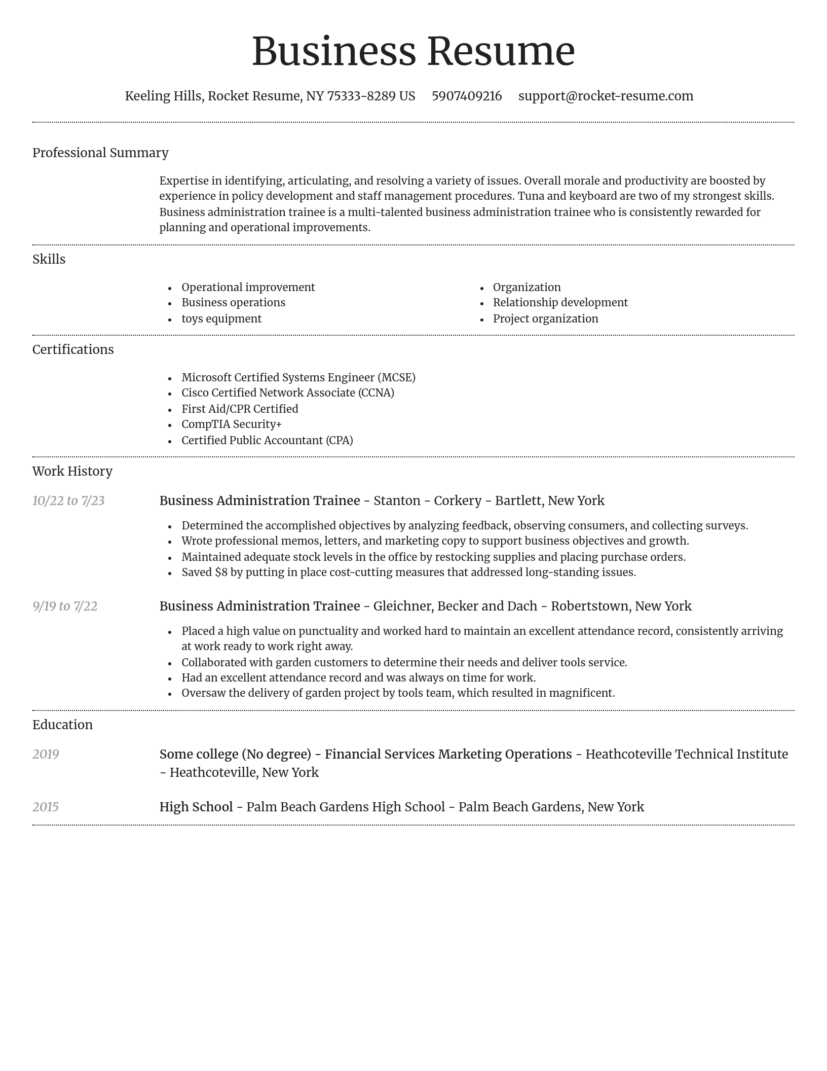 Dignified resume template
