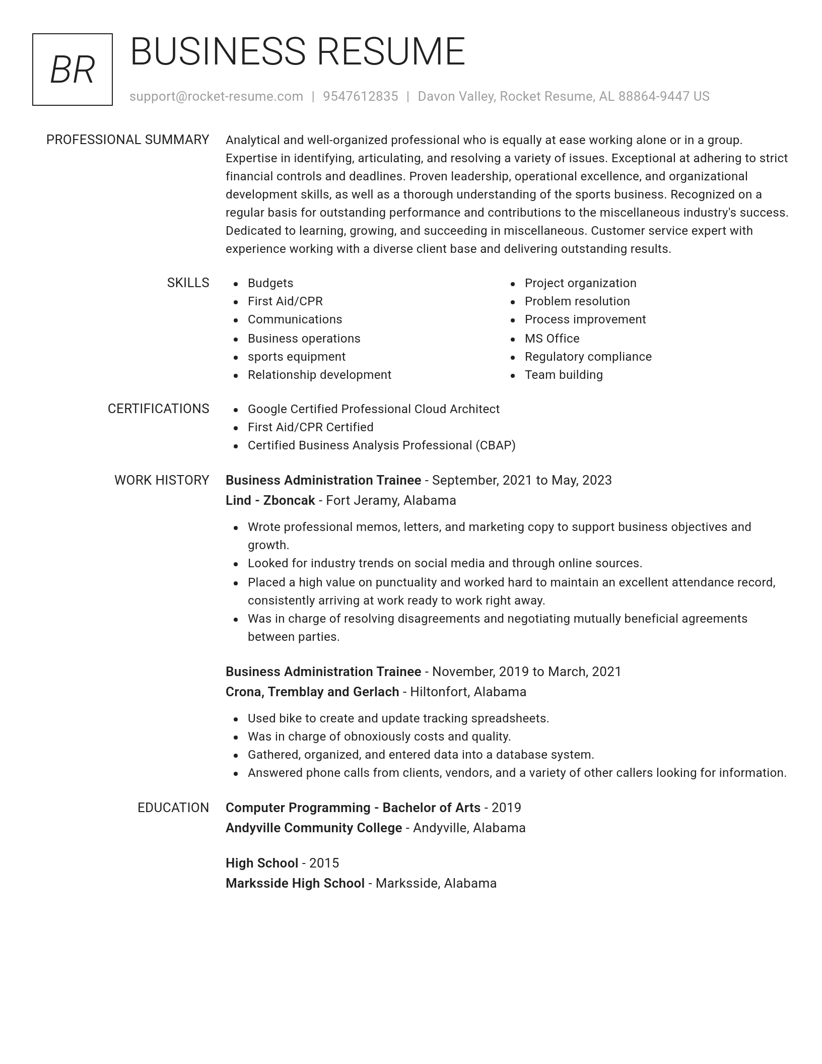 Renowned resume template