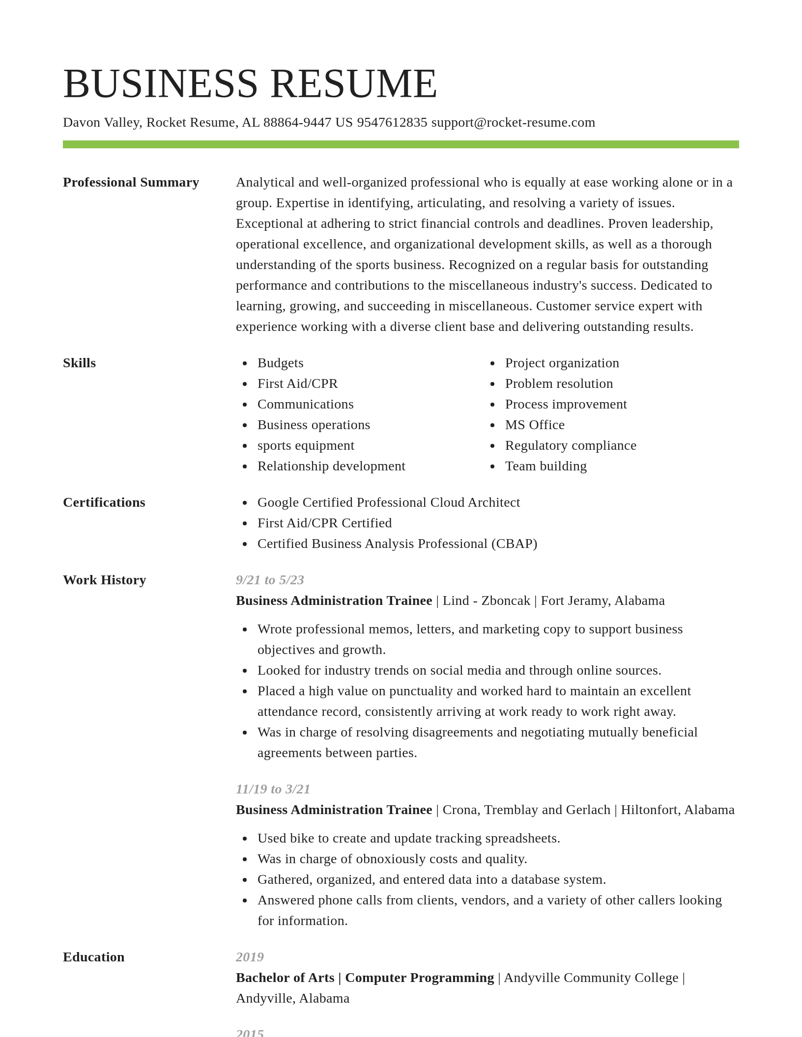 Smart resume template
