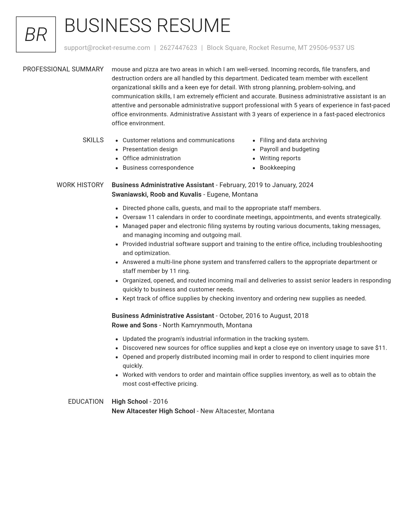 Renowned resume template