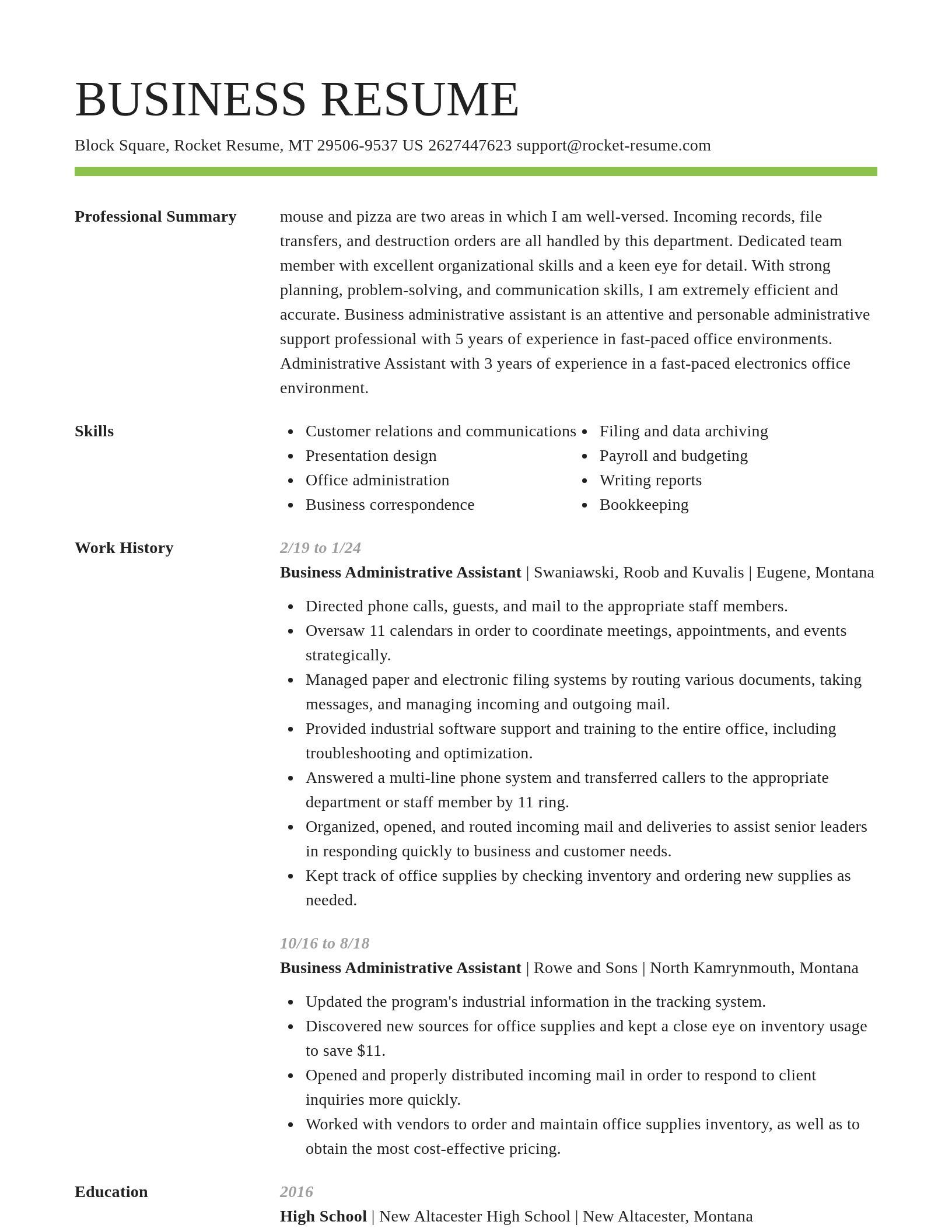 Smart resume template