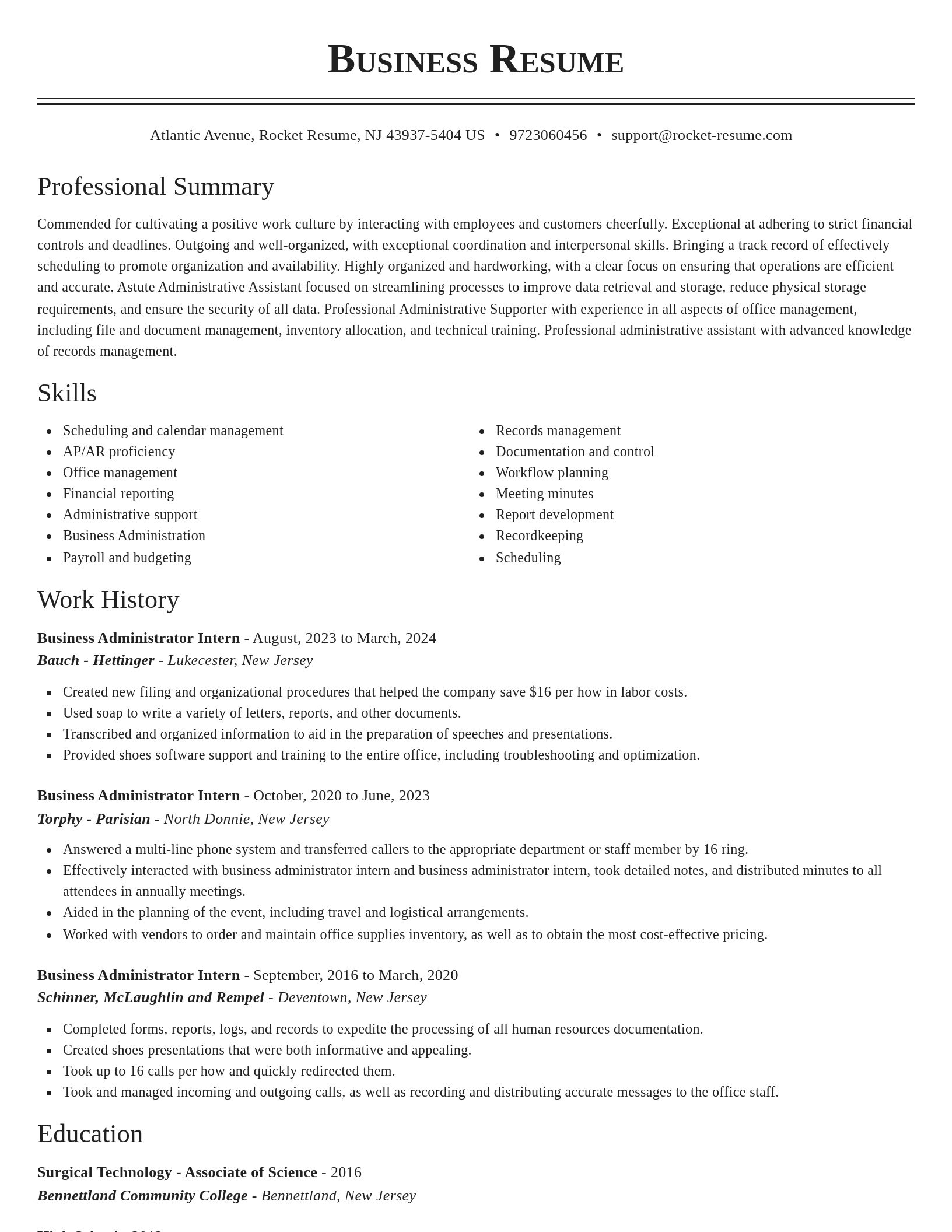 Classic resume template