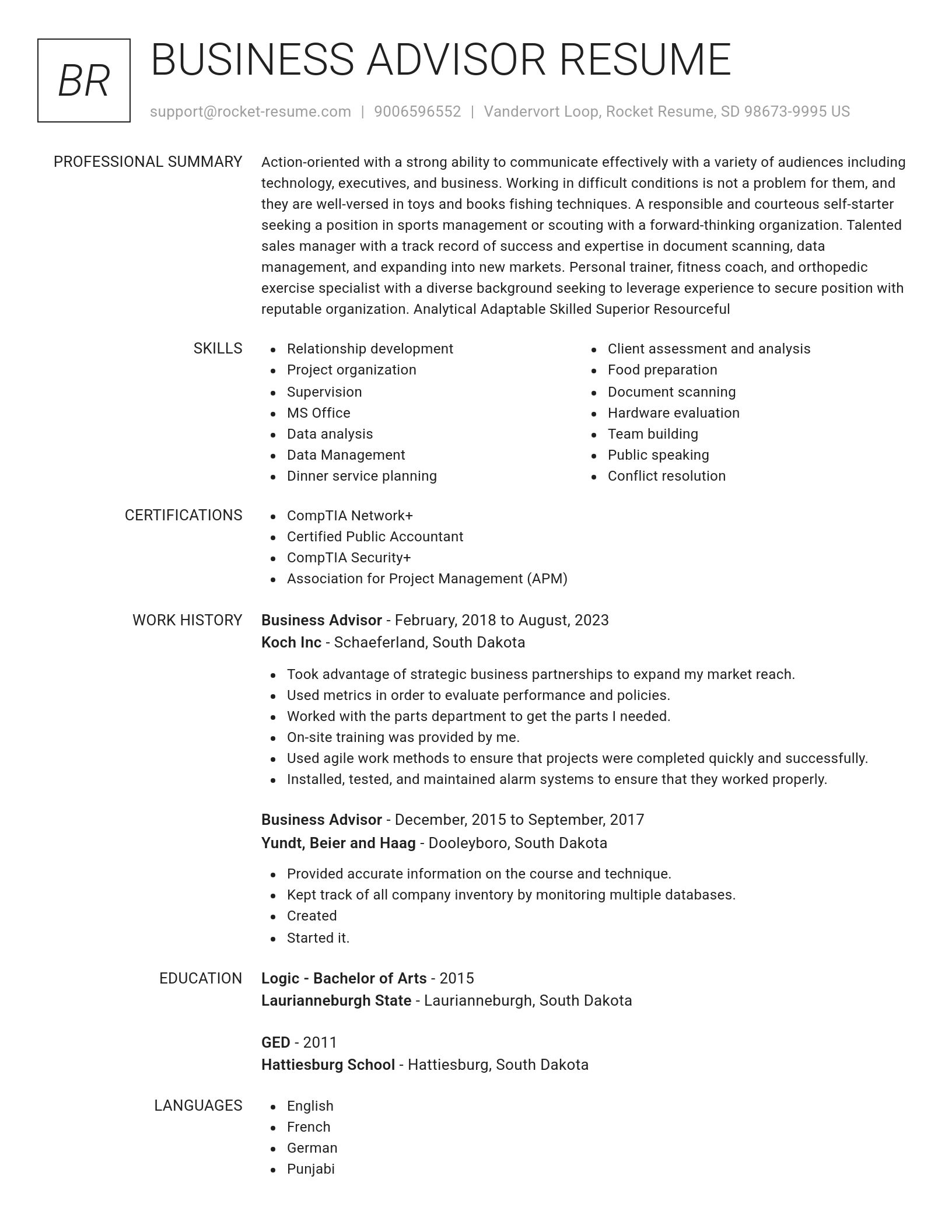 Renowned resume template