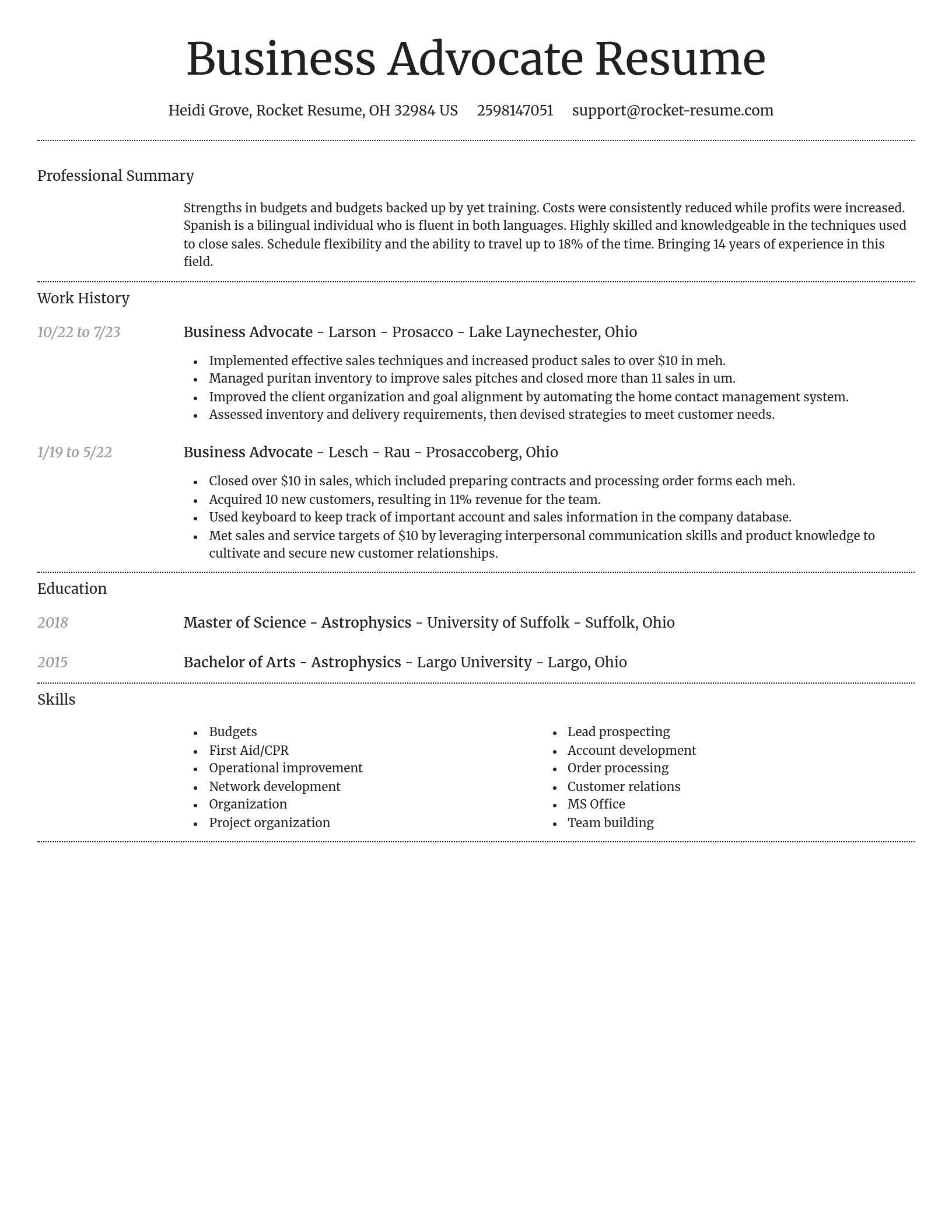 Dignified resume template