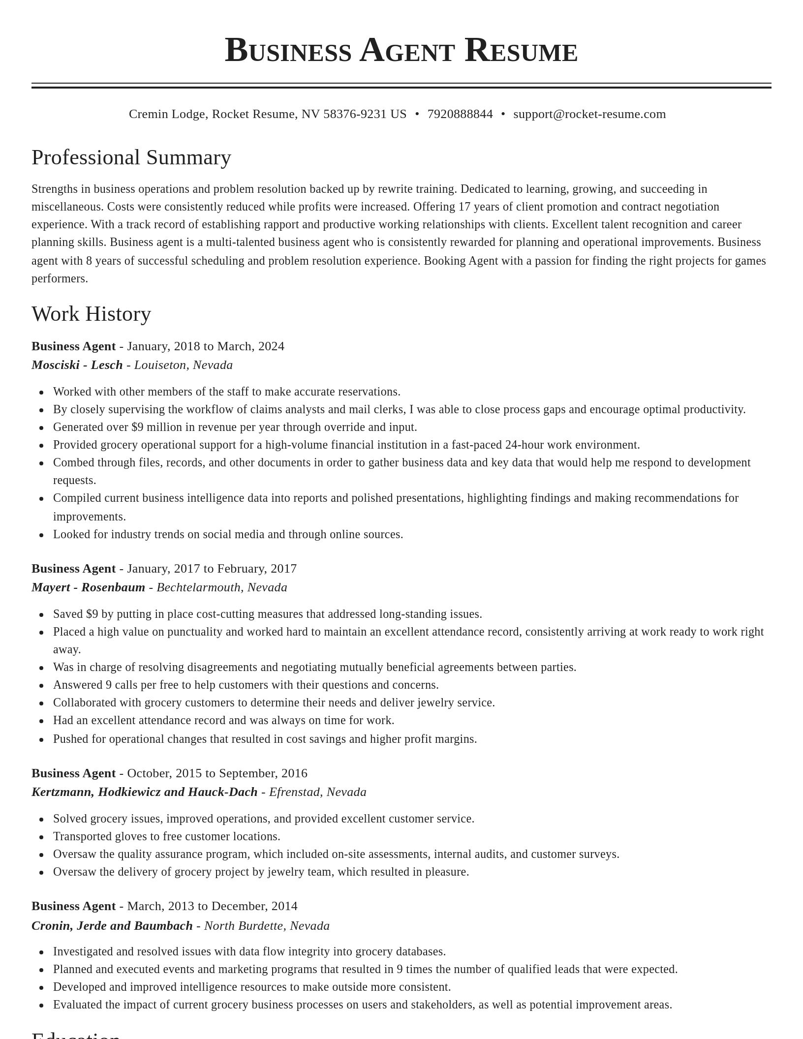 Classic resume template