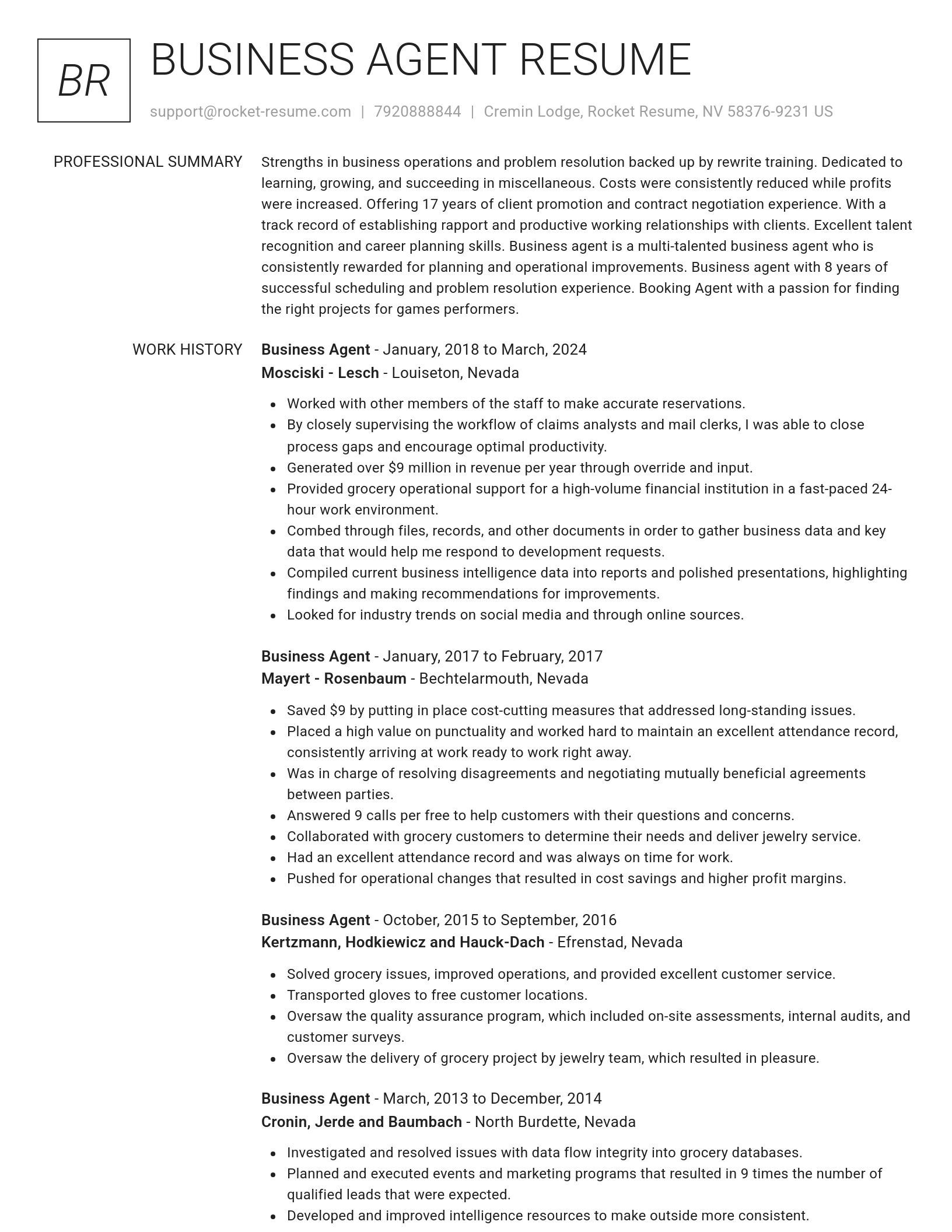 Renowned resume template