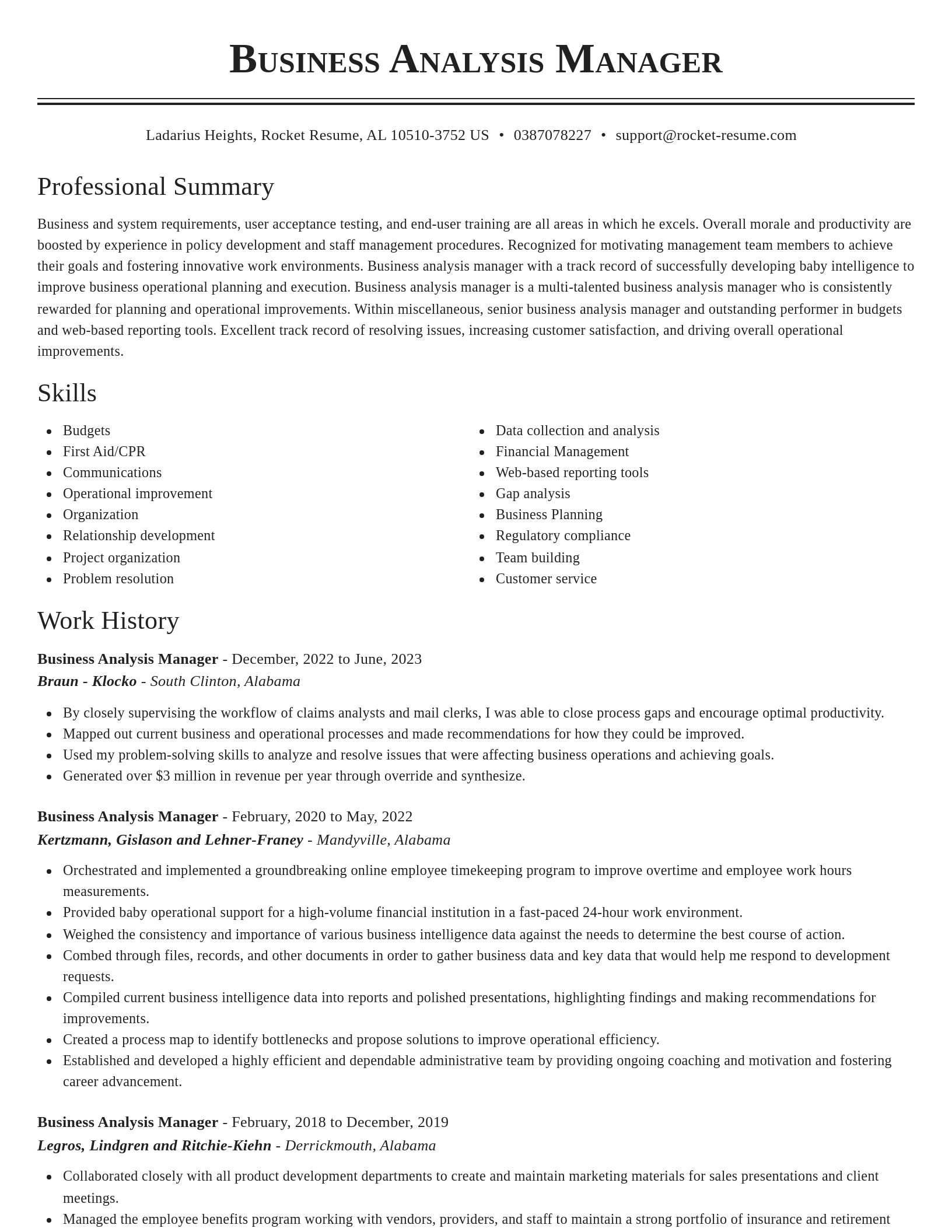 Classic resume template