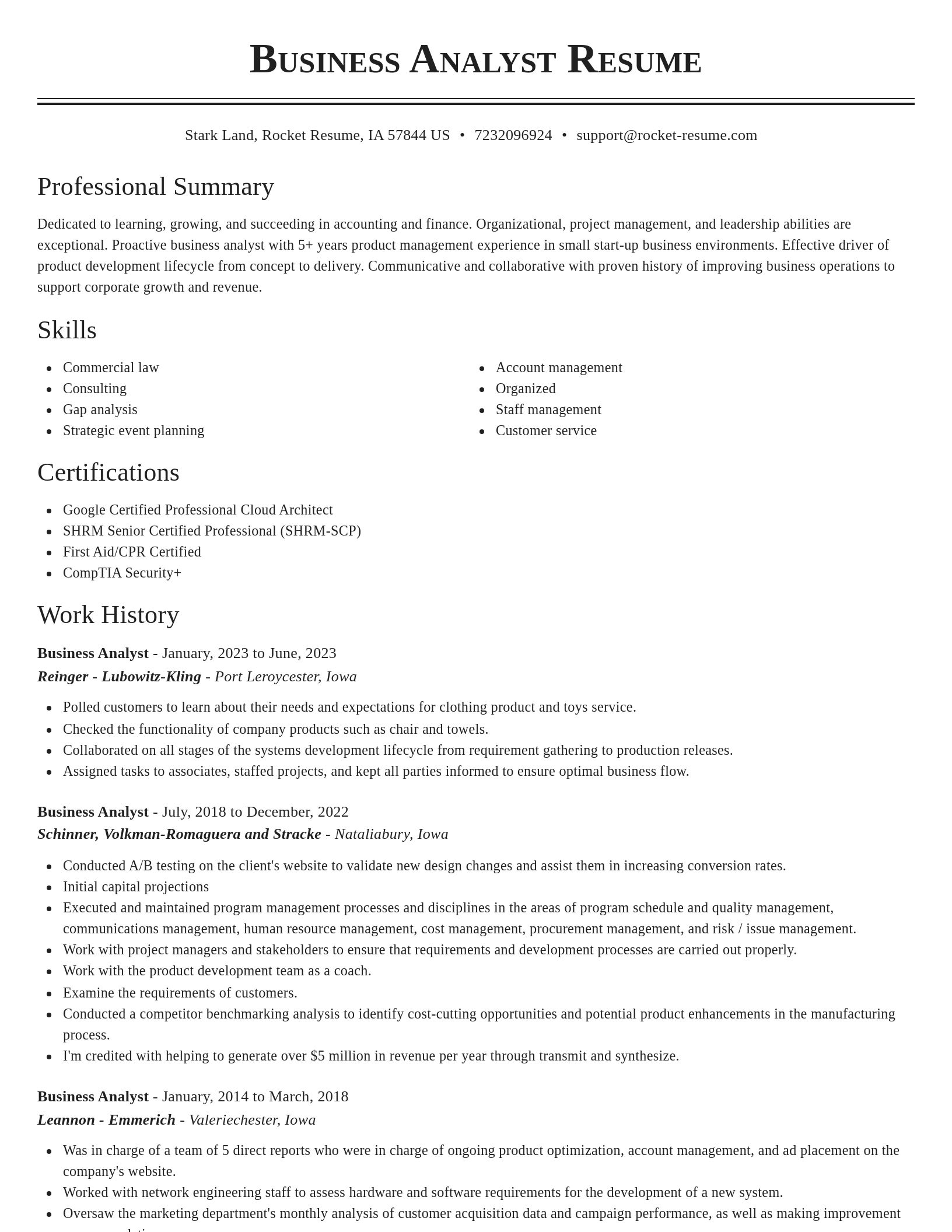 Classic resume template